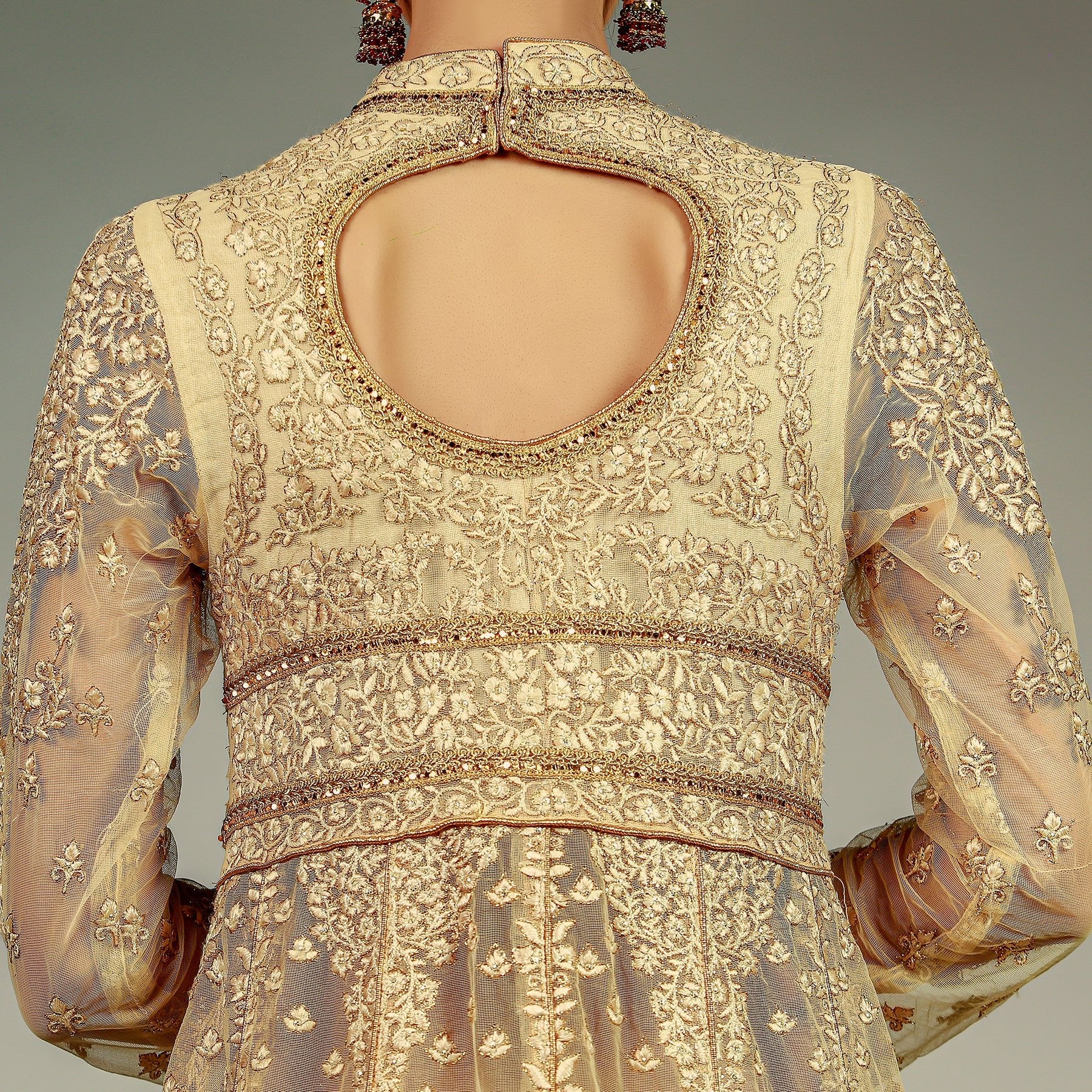 Classic Gold Peshwas W/ Heavy Dupatta and Lehenga - Rizwan Beyg Design