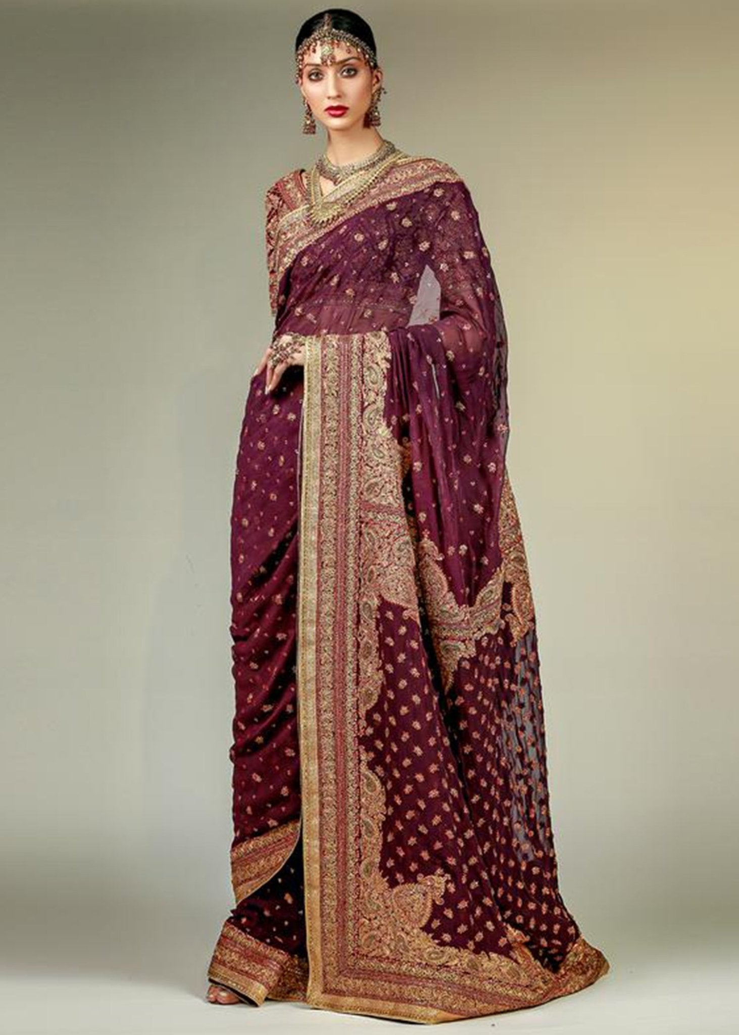 Deep Purple Marori Saree - Rizwan Beyg Design