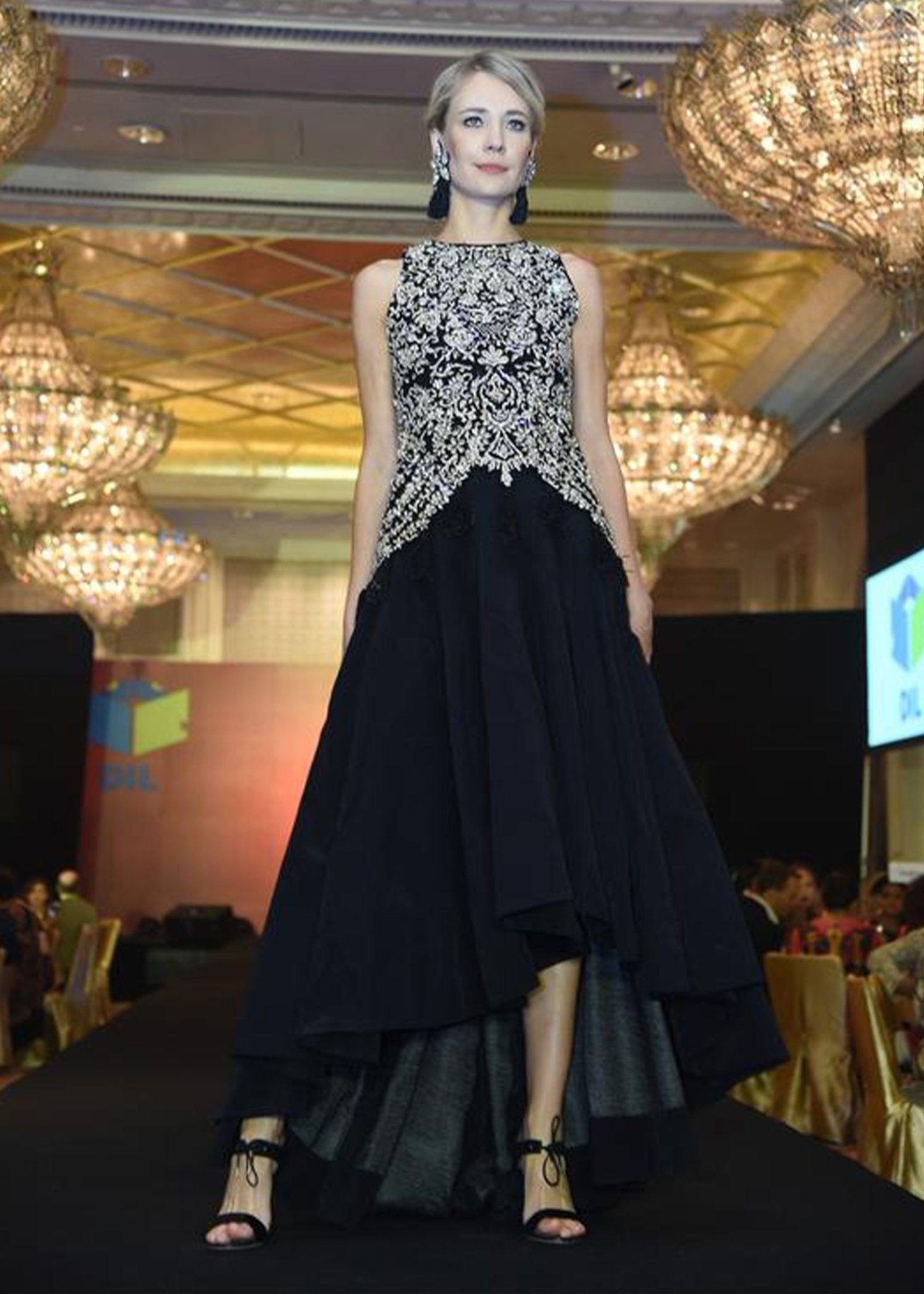 Diamante encrusted Black Halter Tunic - Rizwan Beyg Design