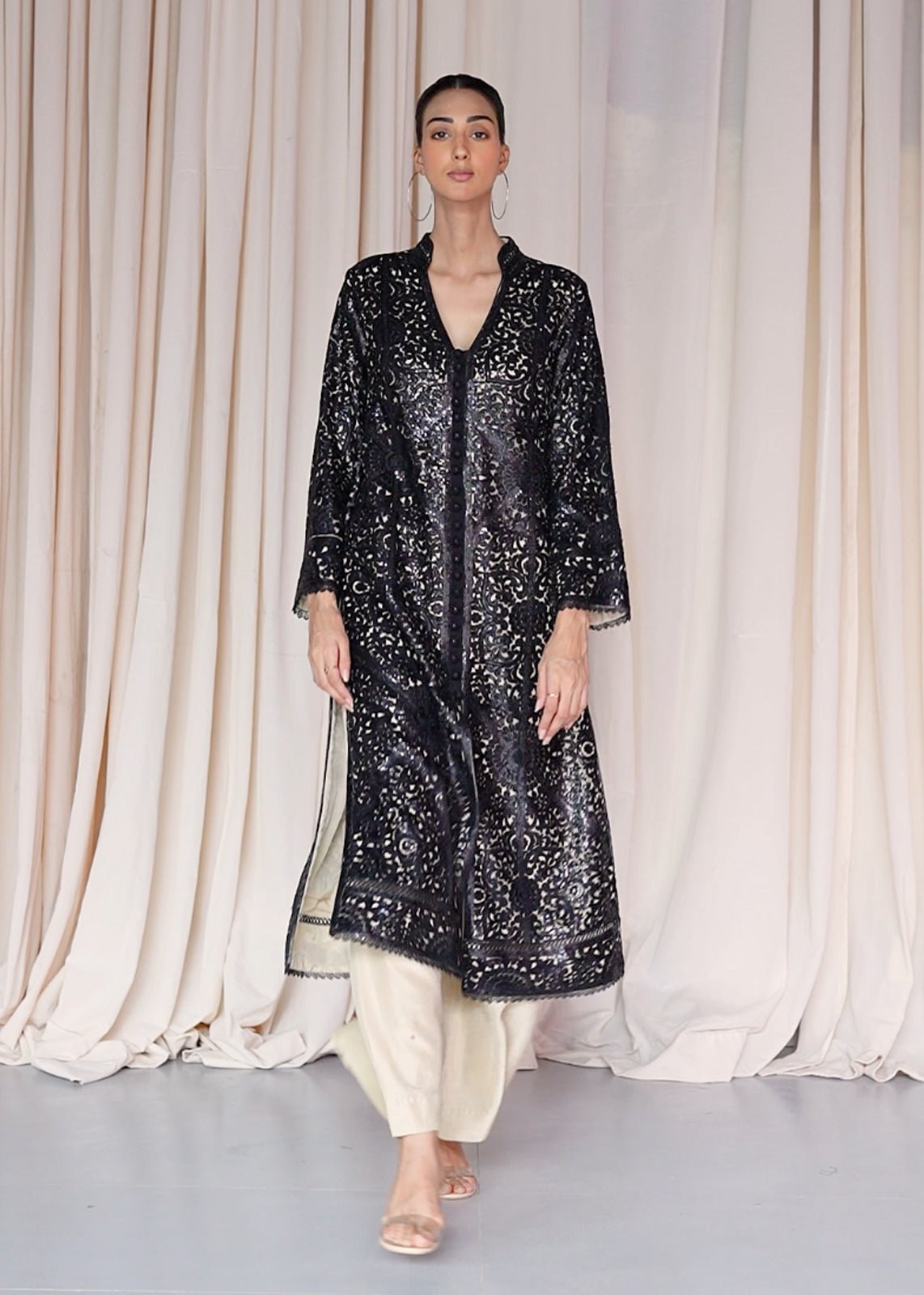 Dimah Black Coat - Rizwan Beyg Design