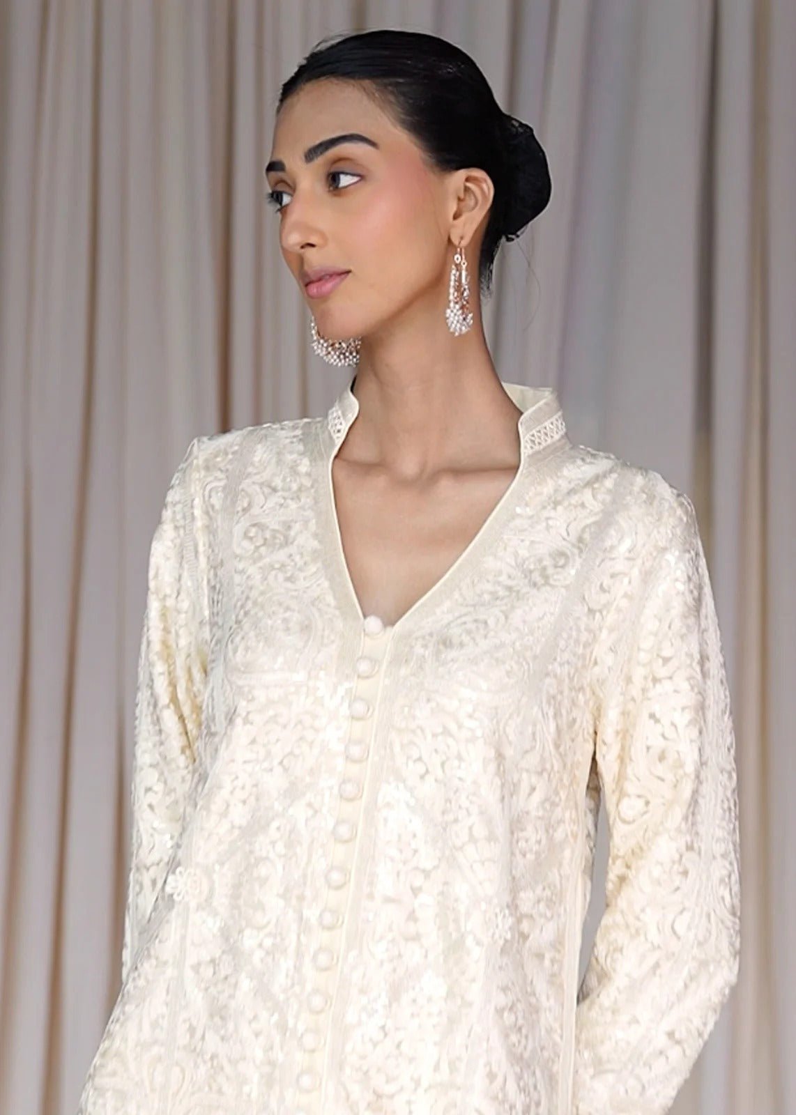 Dimah Off - White Coat - Rizwan Beyg Design