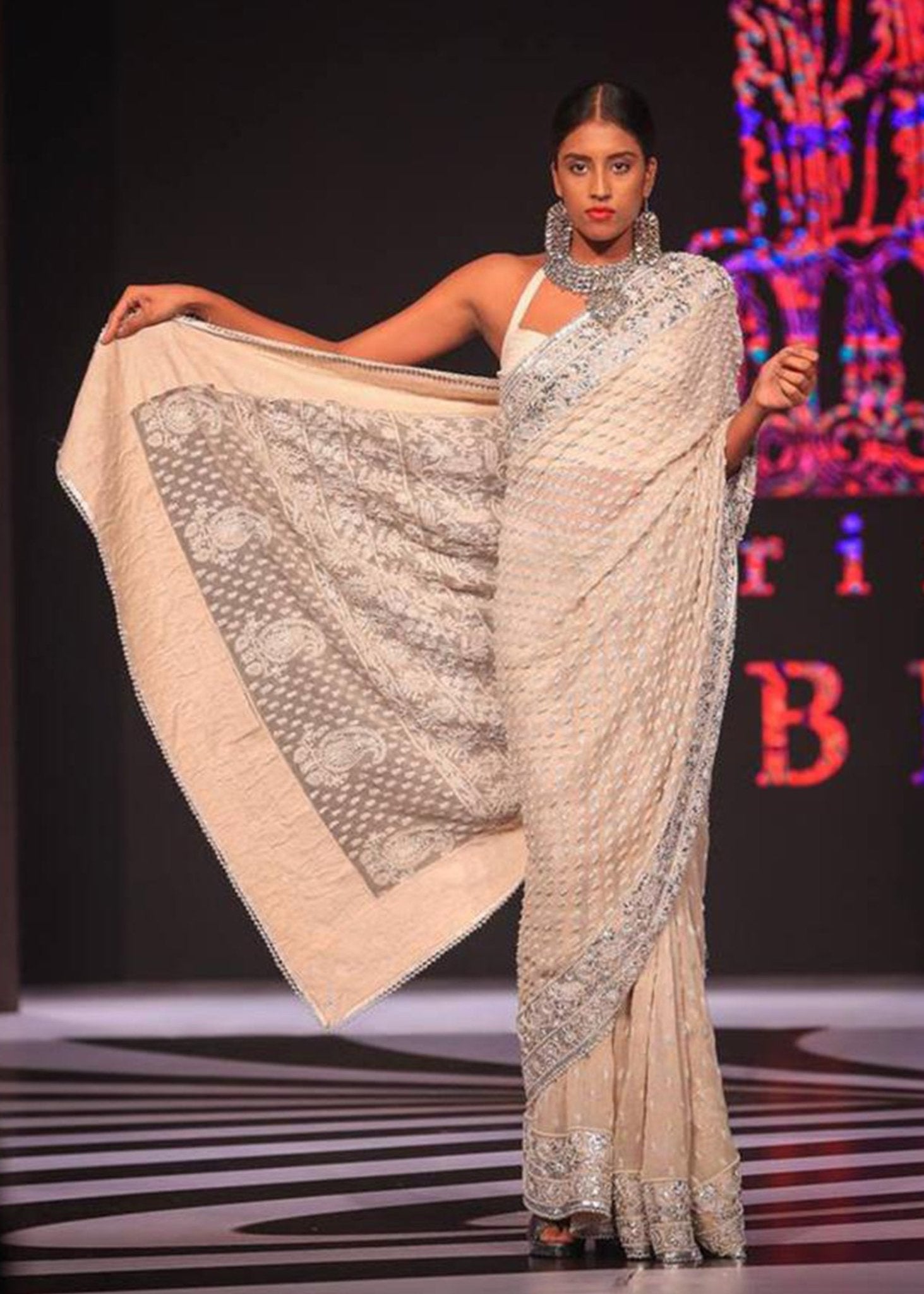 Embroidered Saree with Blouse - Rizwan Beyg Design