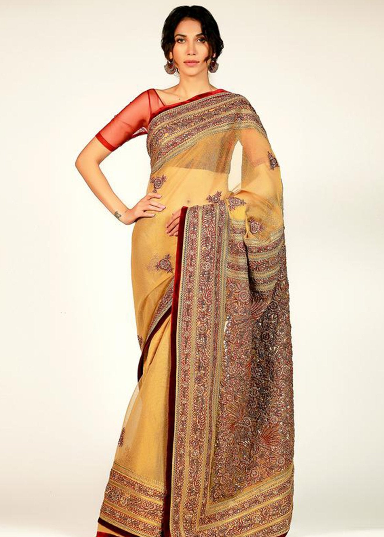 Floriana Chiken Saree - Rizwan Beyg Design