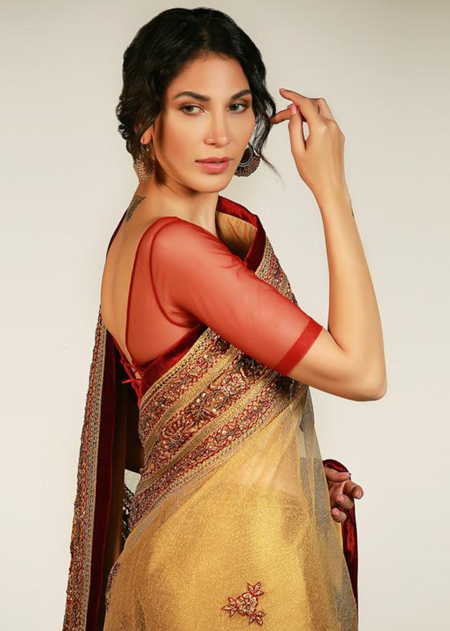 Floriana Chiken Saree - Rizwan Beyg Design