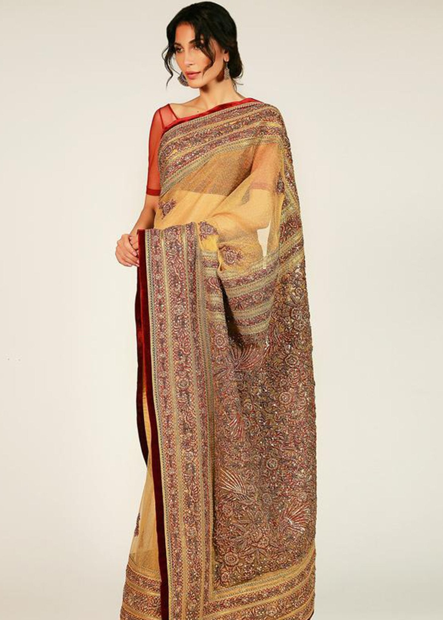 Floriana Chiken Saree - Rizwan Beyg Design