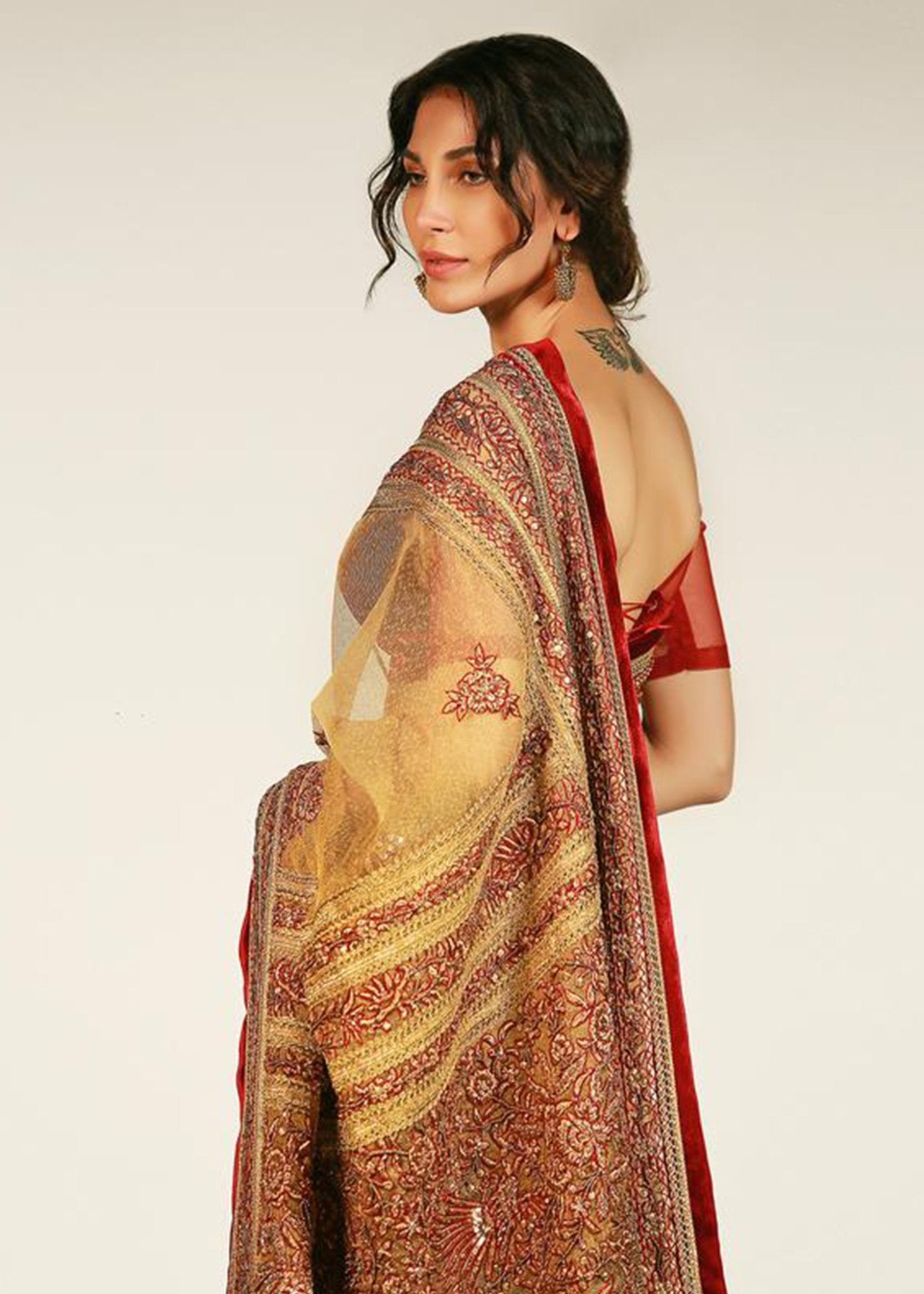 Floriana Chiken Saree - Rizwan Beyg Design