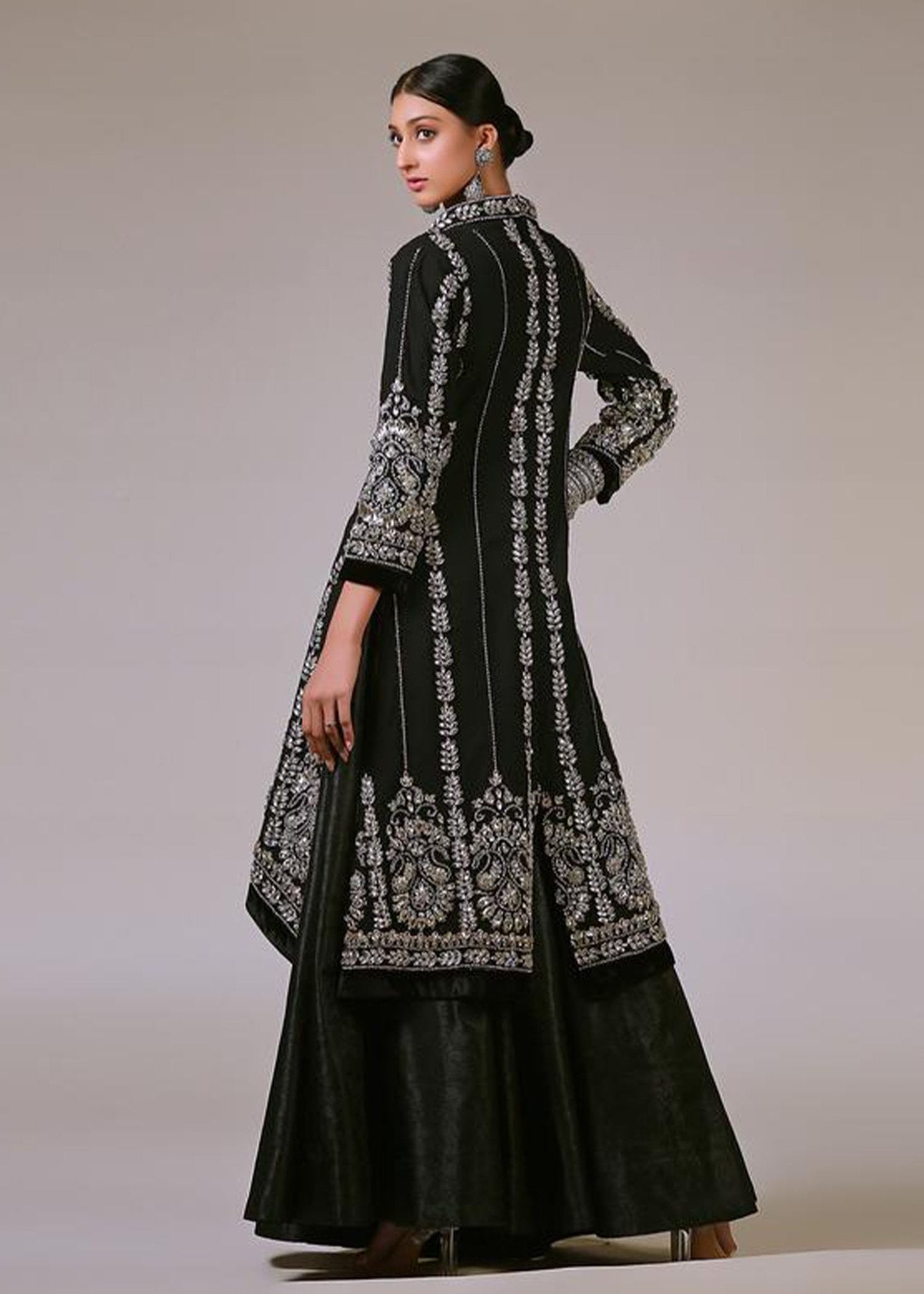 Full Sleeves Silver Worked Coat - Rizwan Beyg Design