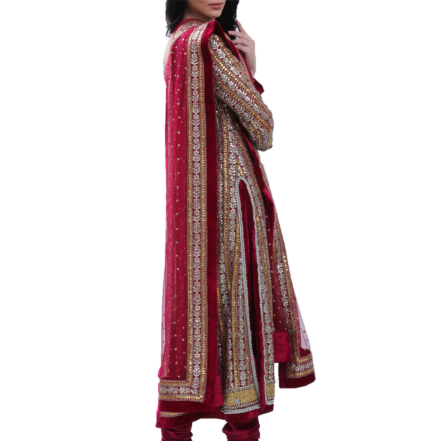 Ganga Jamna Gota Long Shirt With dupatta and chooridar - Rizwan Beyg Design