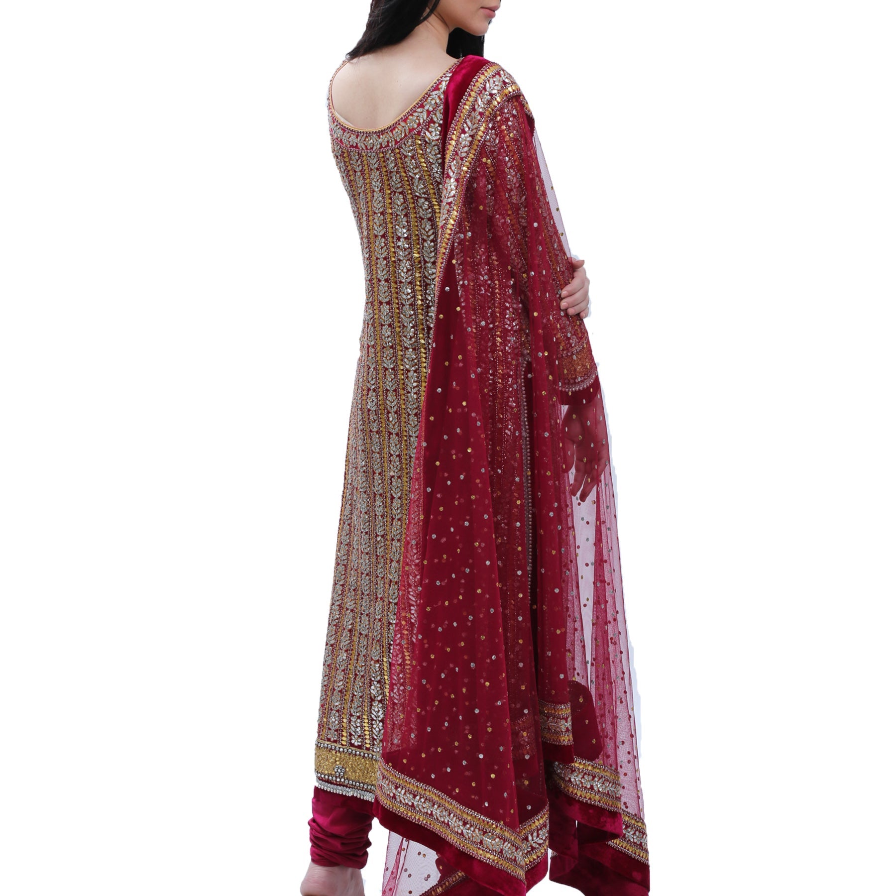 Ganga Jamna Gota Long Shirt With dupatta and chooridar - Rizwan Beyg Design