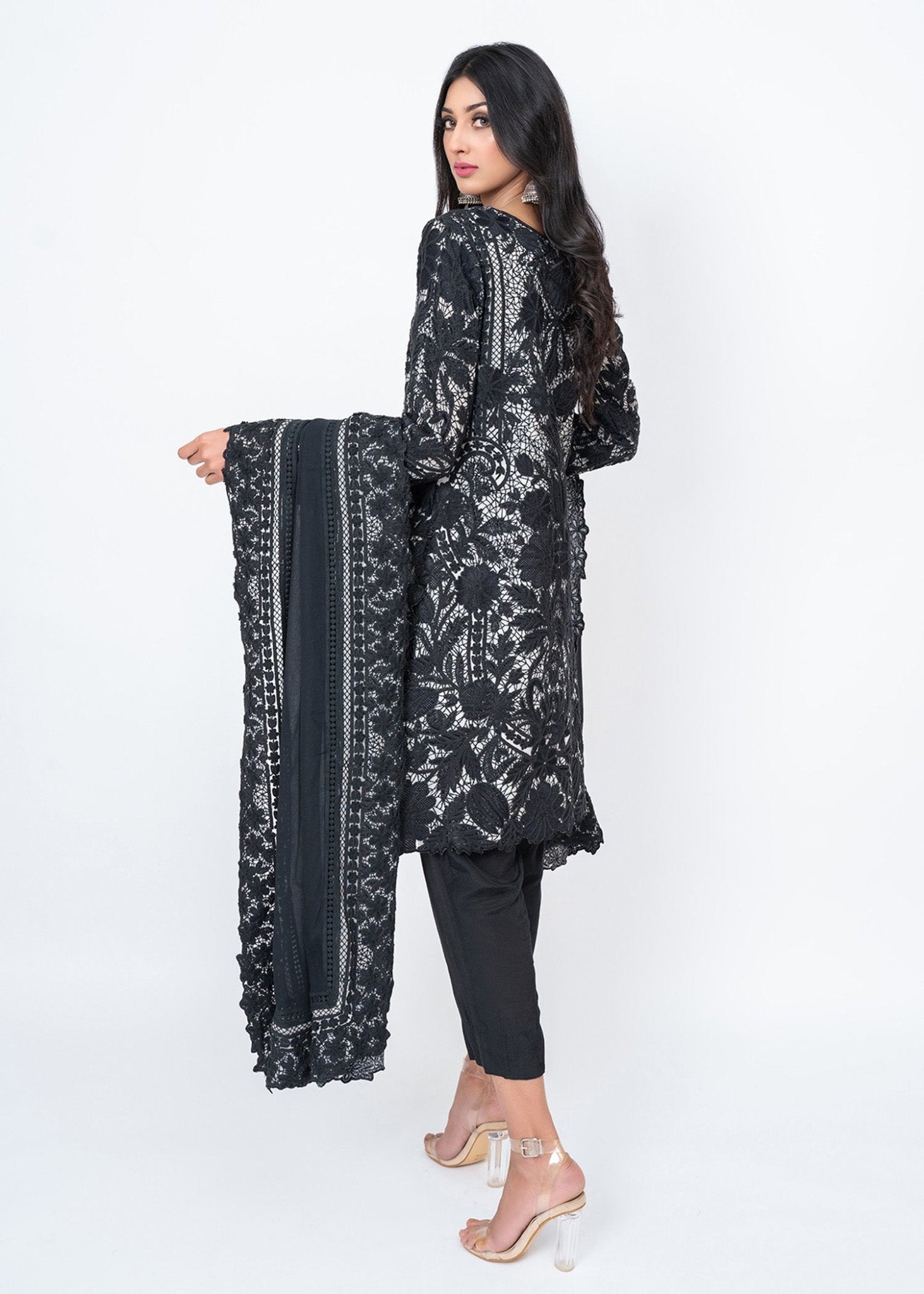 Gardenia Dori Chiken Kurta Black - Rizwan Beyg Design