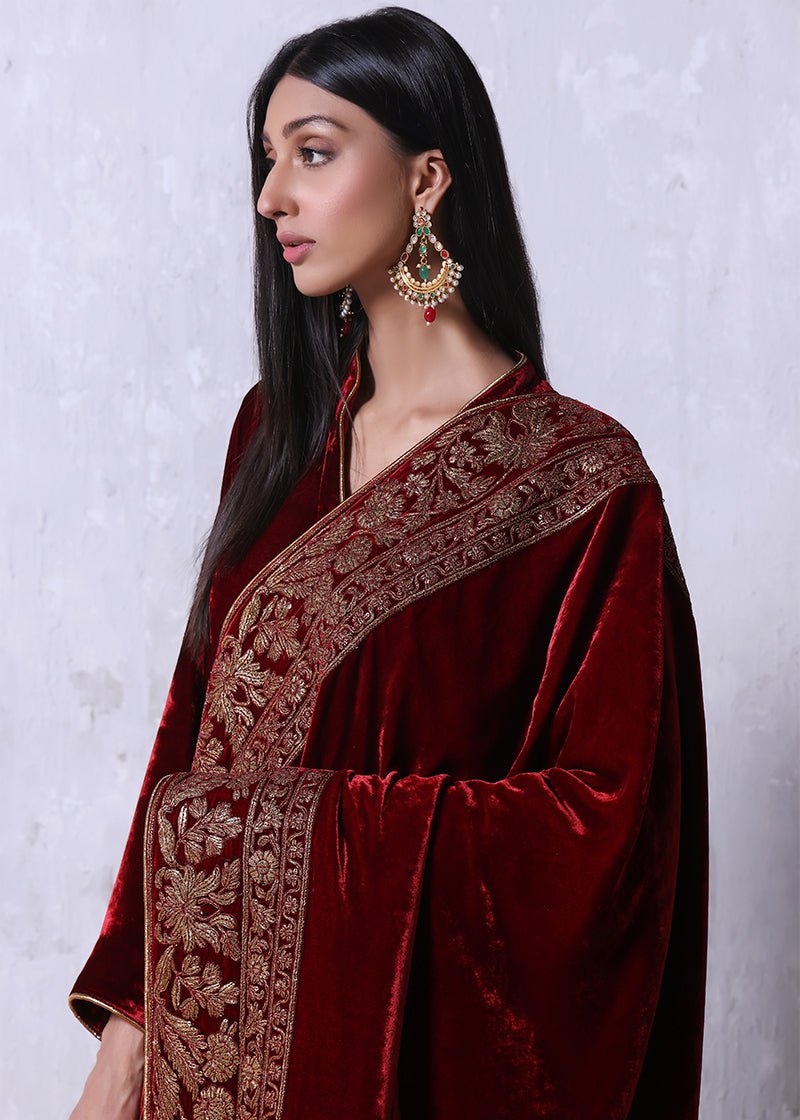 Gulbaagh Maroon Shawl - Rizwan Beyg Design