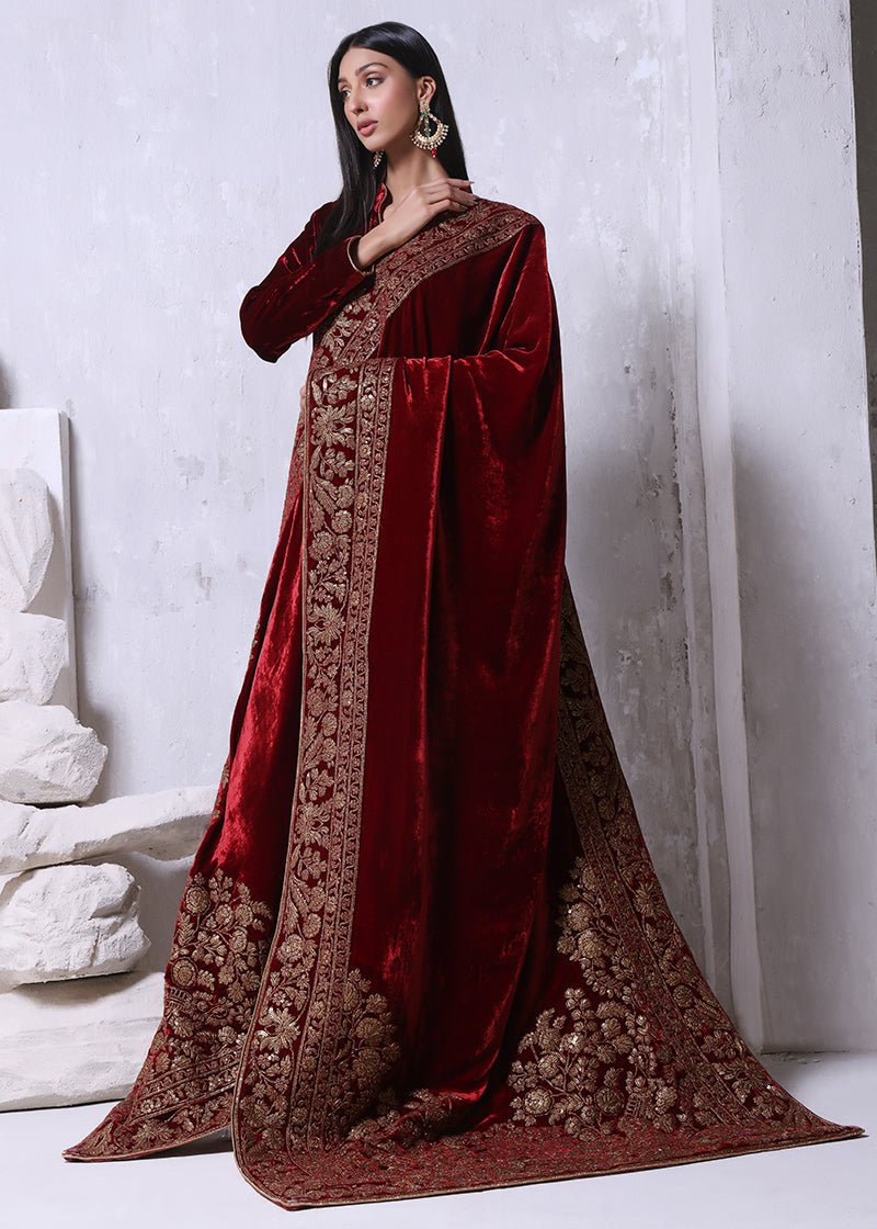 Gulbaagh Maroon Shawl - Rizwan Beyg Design