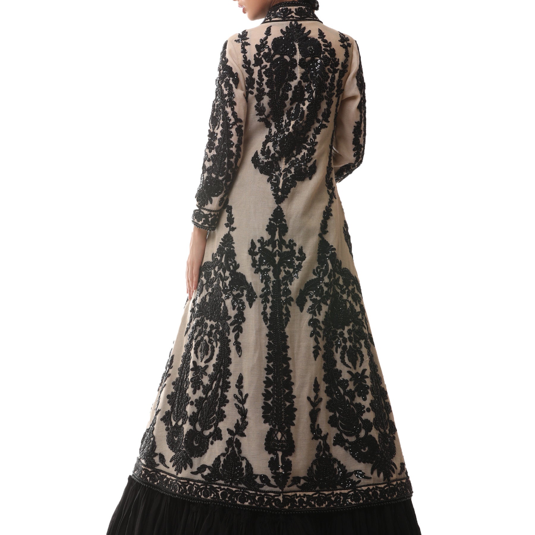 Heavily embellished long A line coat - Rizwan Beyg Design