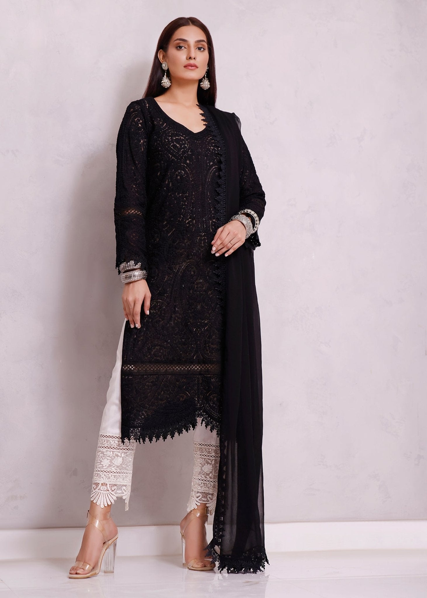 Indian Paisley Black Kurta - Rizwan Beyg Design