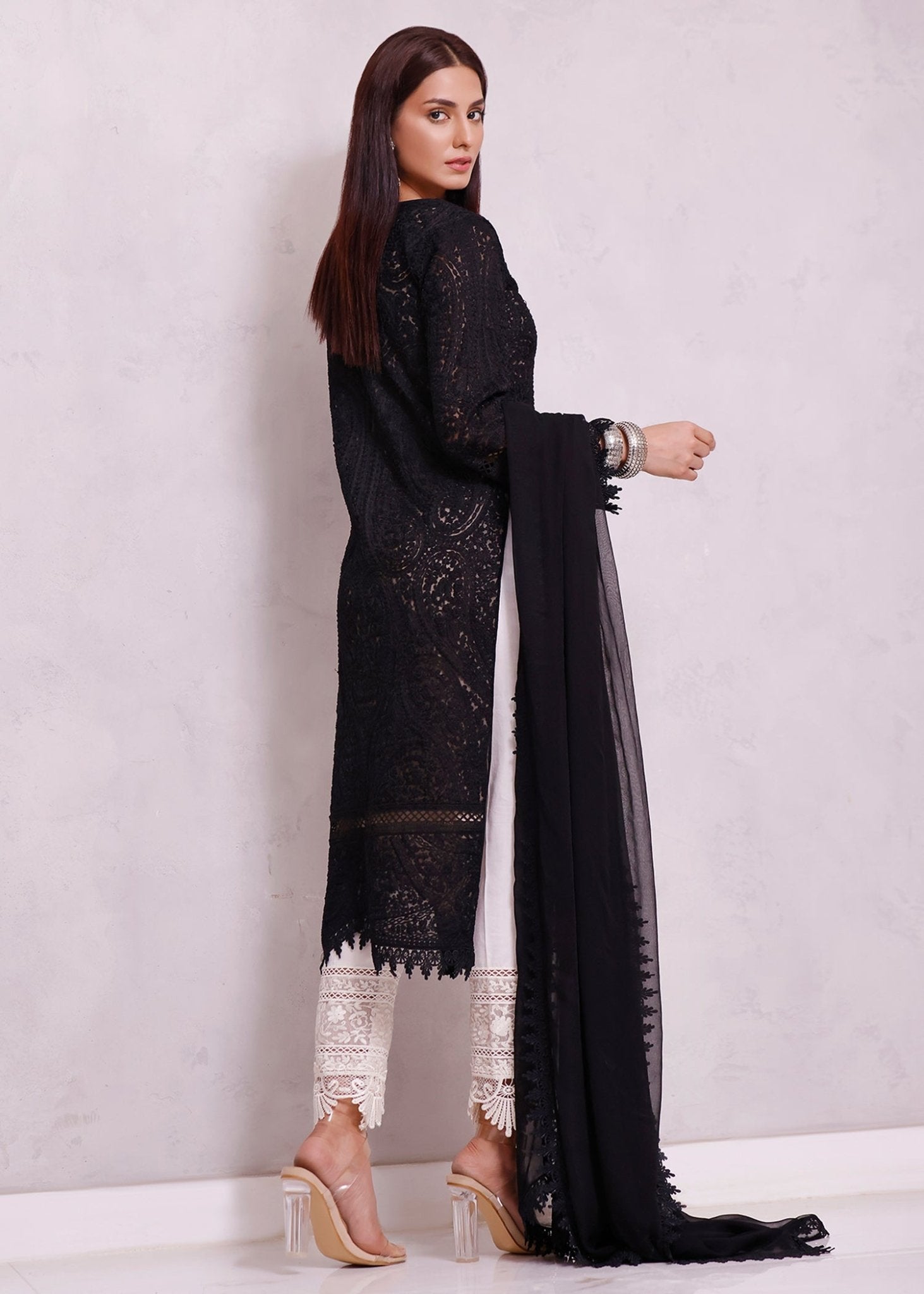 Indian Paisley Black Kurta - Rizwan Beyg Design