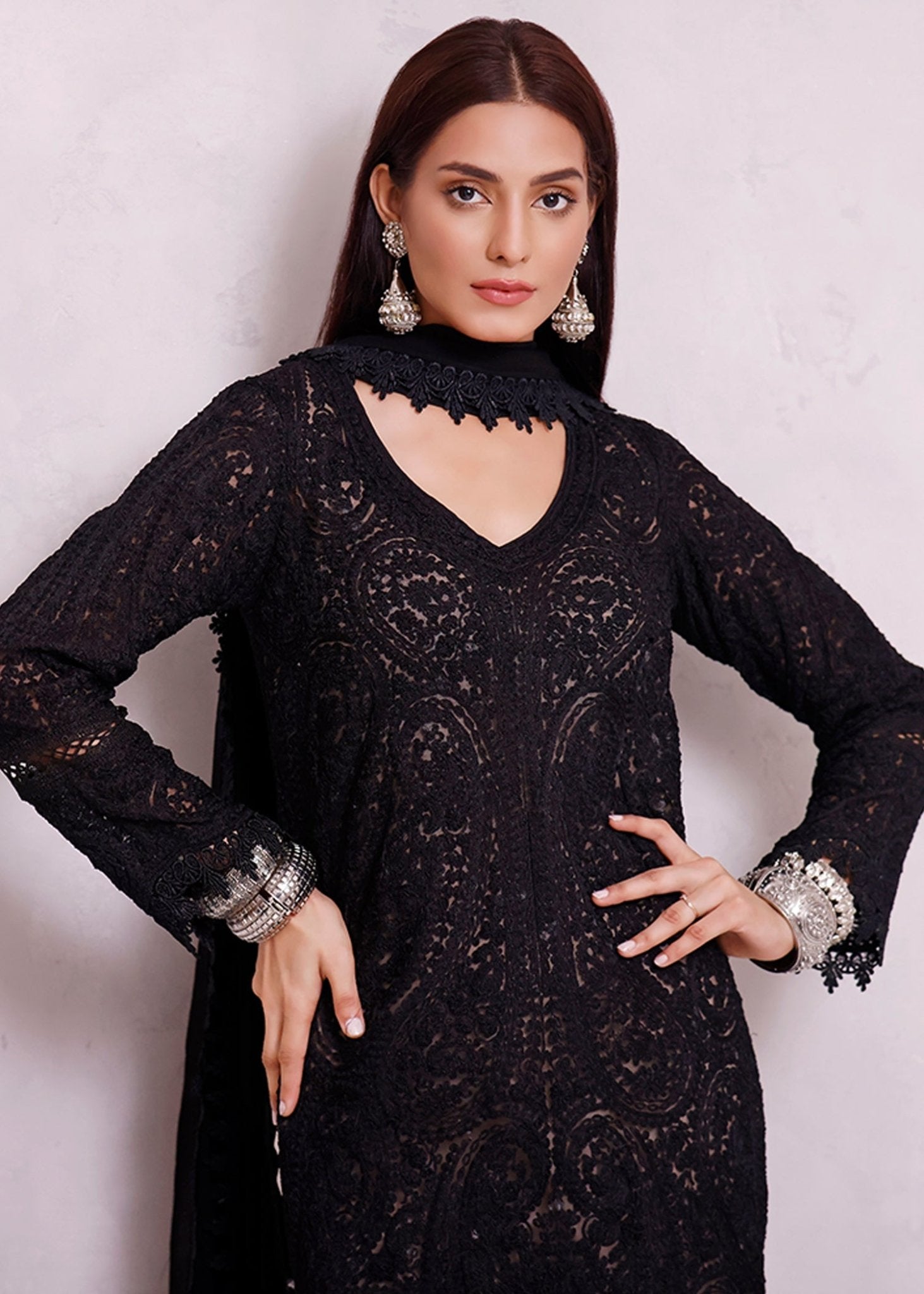 Indian Paisley Black Kurta - Rizwan Beyg Design