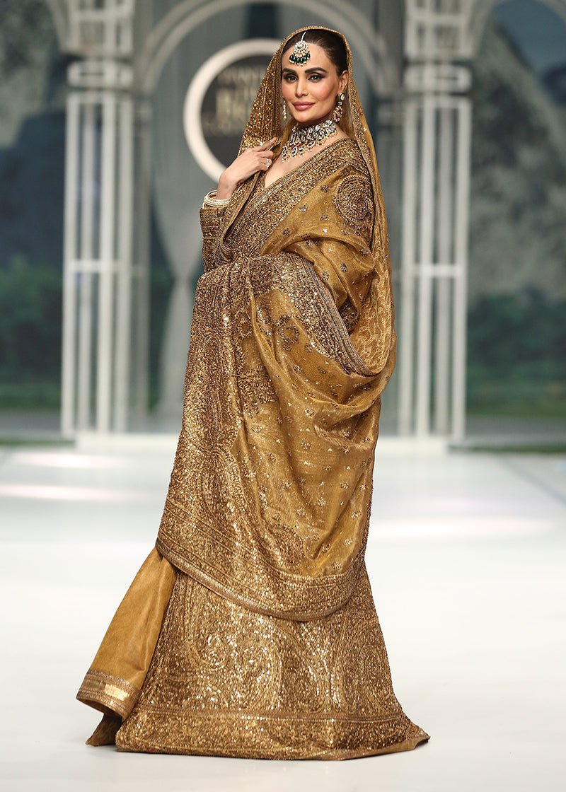 Indian Paisley Pishwas Gold - Rizwan Beyg Design