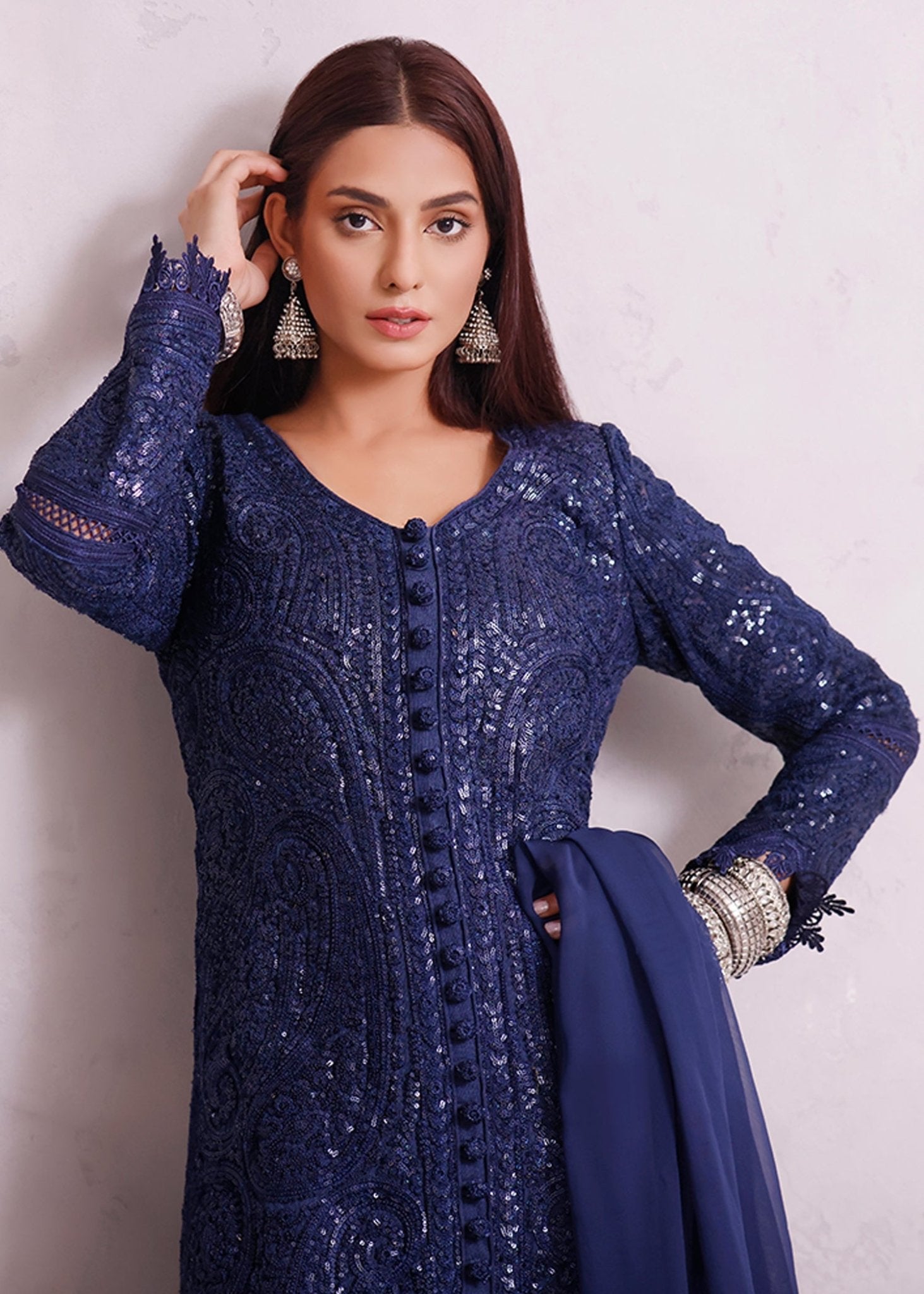 Indian Paisley Sequins Coat - Rizwan Beyg Design