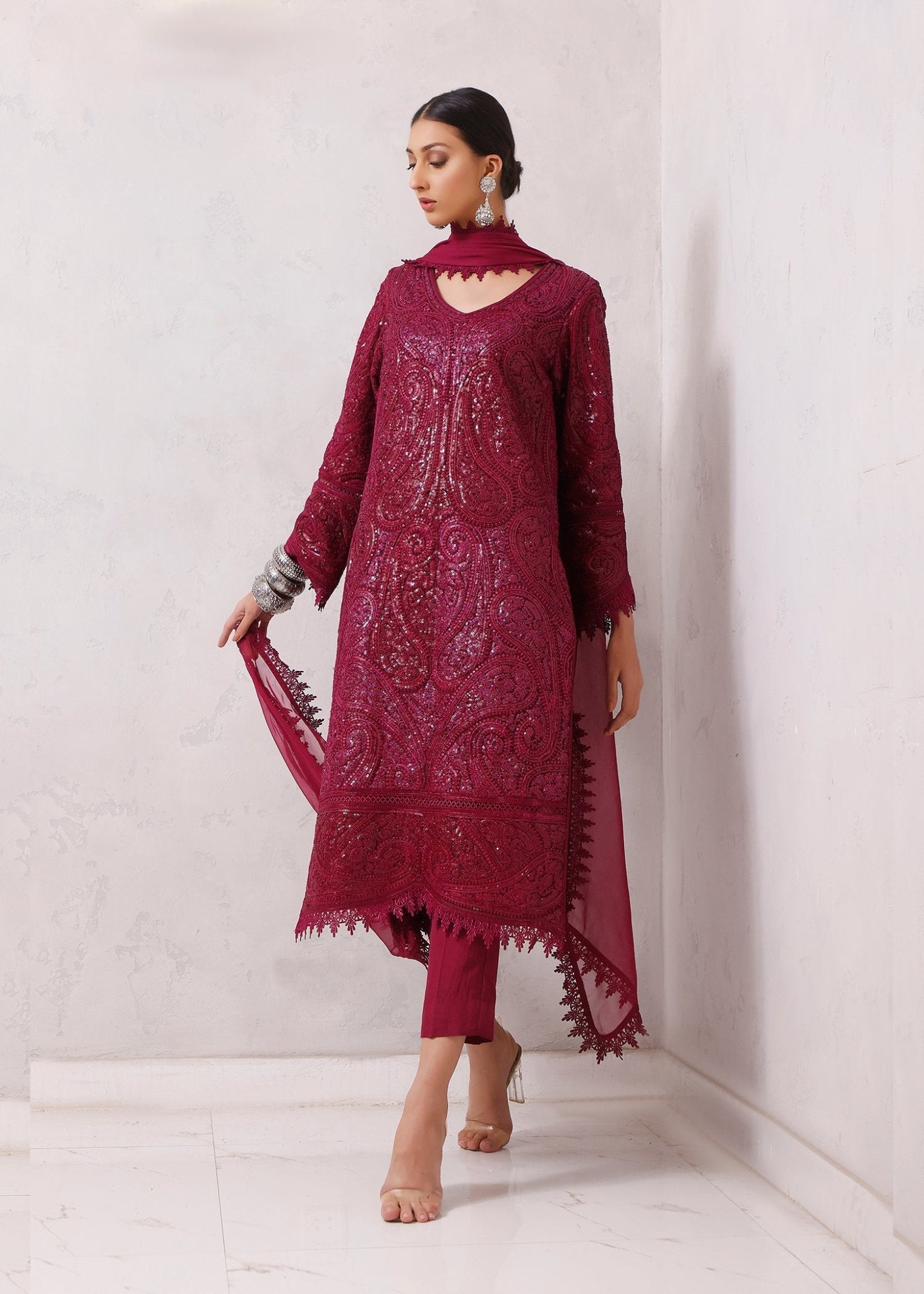 Indian Paisley Sequins Shirt - Rizwan Beyg Design