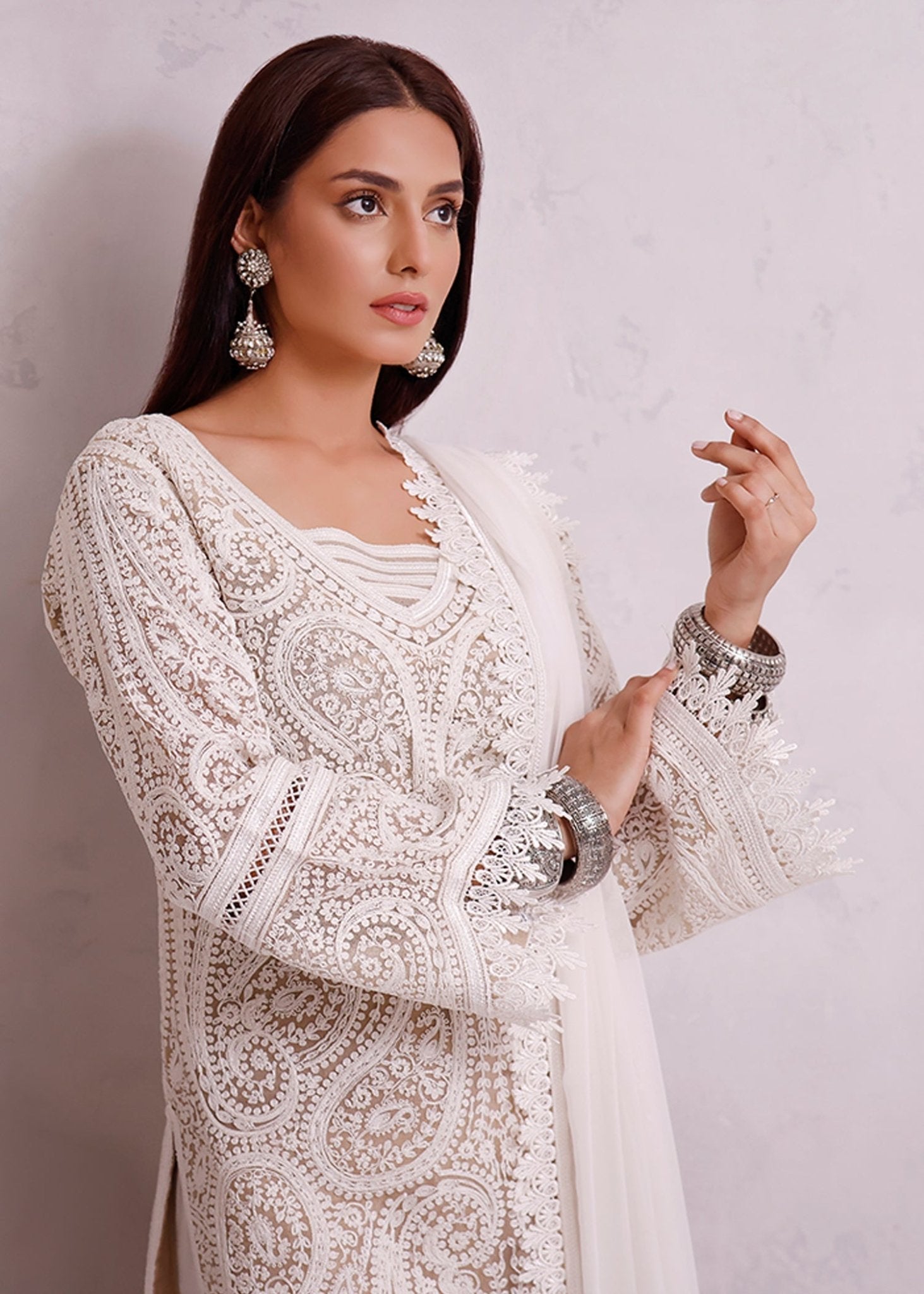 Indian Paisley White Kurta - Rizwan Beyg Design