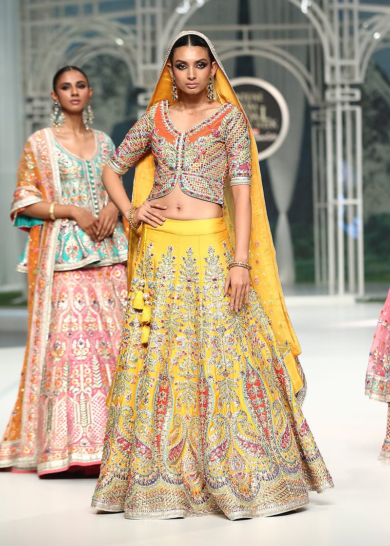 Kesar Mephisto Choli Lehanga & Dupatta Yellow - Rizwan Beyg Design