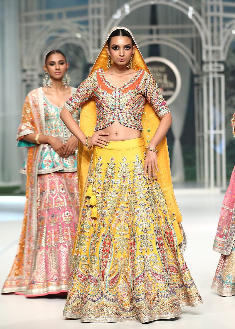 Kesar Mephisto Choli Lehanga & Dupatta Yellow - Rizwan Beyg Design