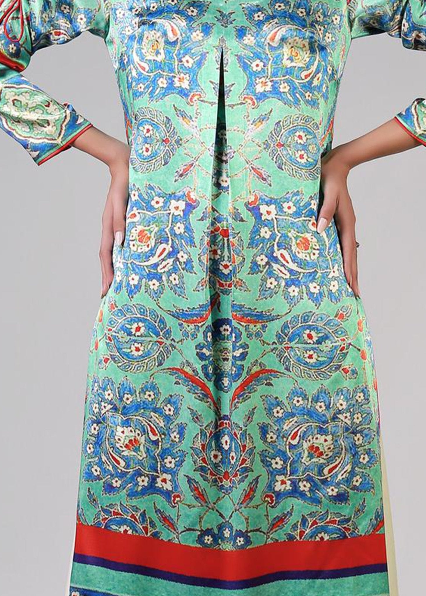 Long Print Shirt With Dori Sleeves - Rizwan Beyg Design