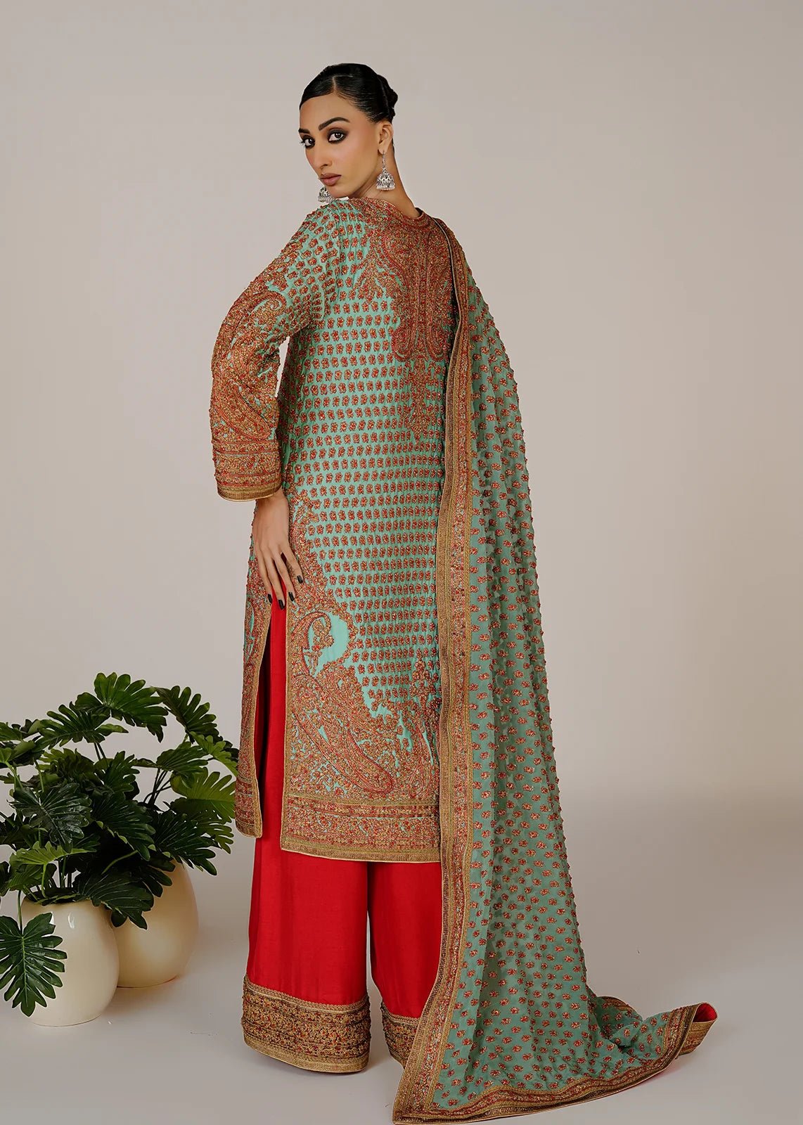 Marori Bridal Aqua Shirt & Dupatta - Rizwan Beyg Design