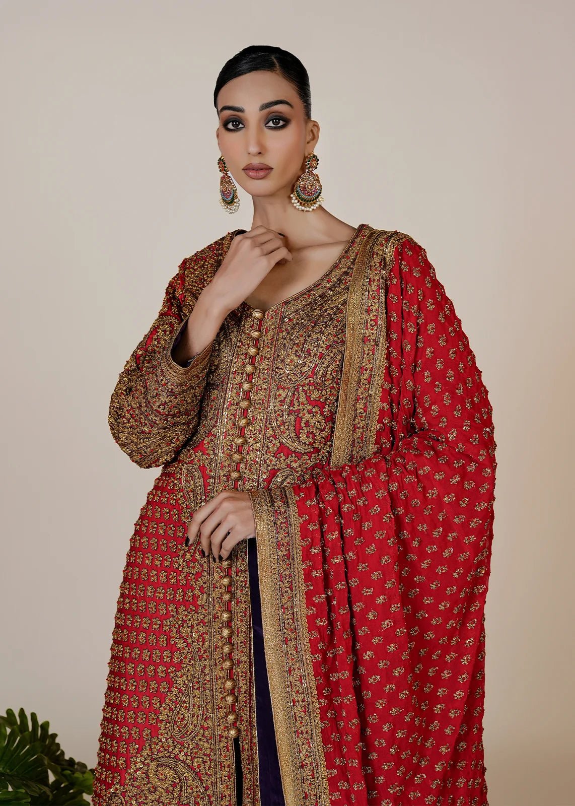 Marori Bridal Red Shirt & Dupatta - Rizwan Beyg Design