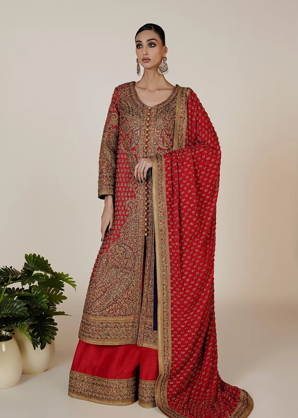 Marori Bridal Red Shirt & Dupatta - Rizwan Beyg Design