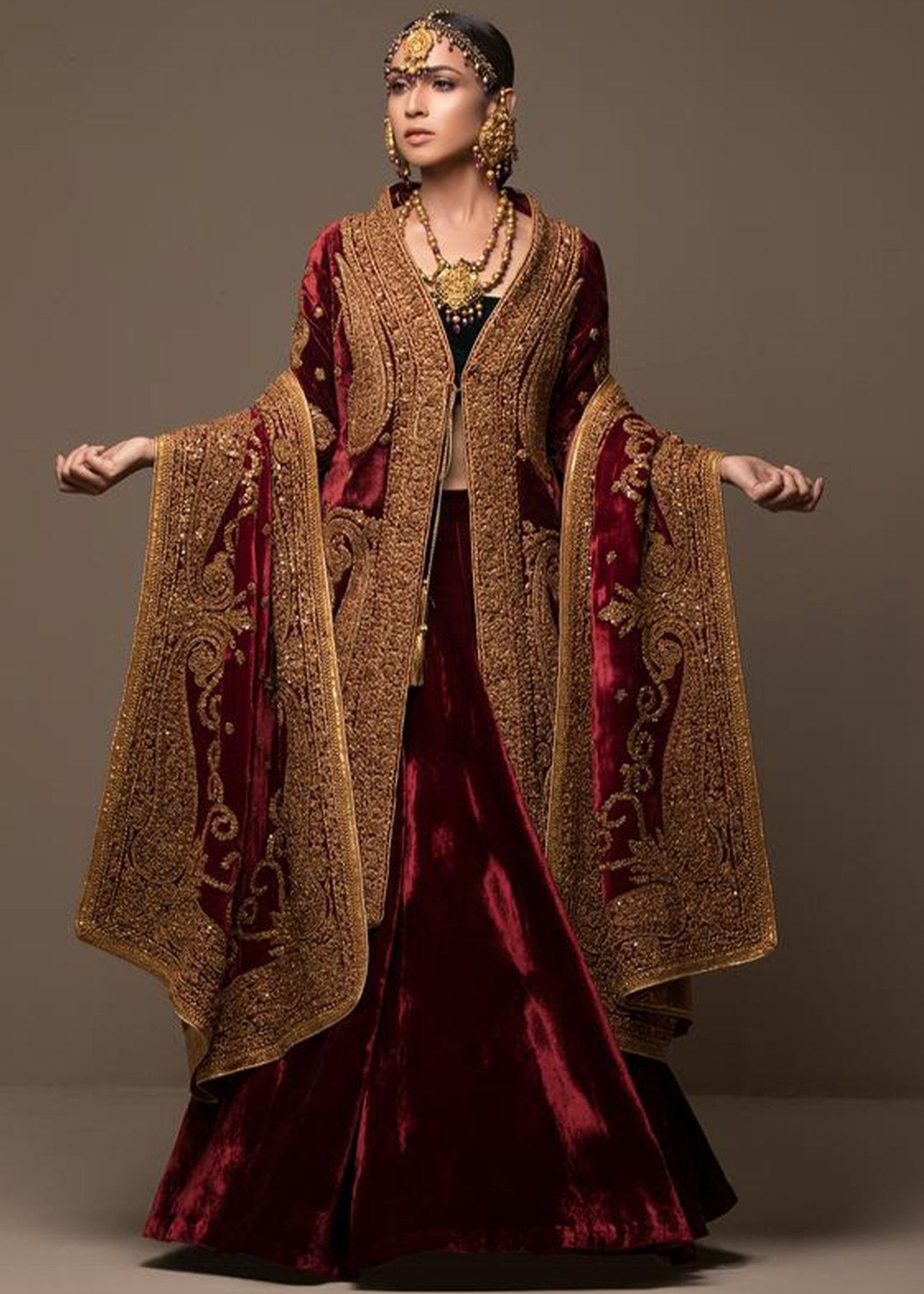 Marori on Maroon Velvet - Rizwan Beyg Design