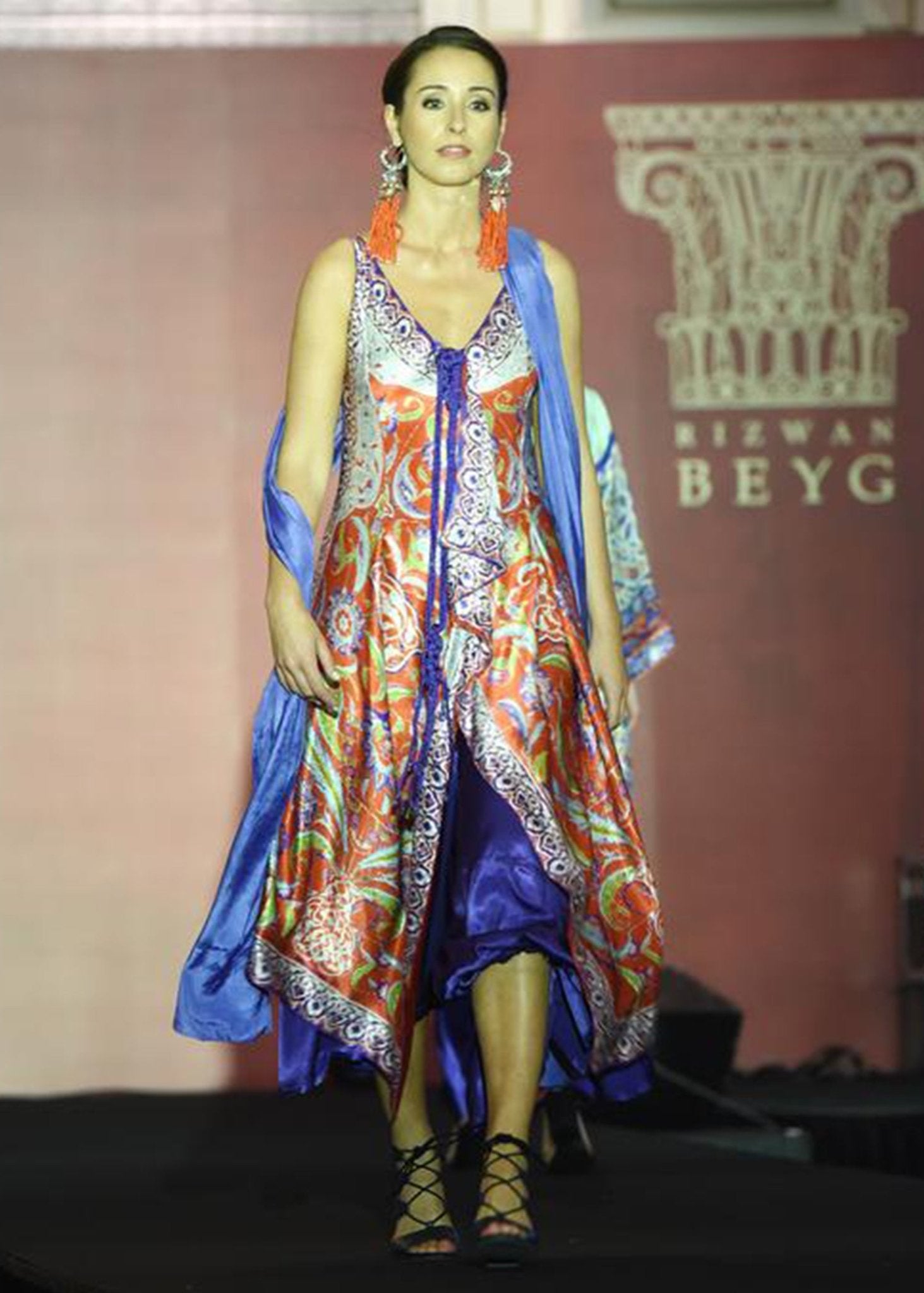 Multi Colour Asymmetrical Dress - Rizwan Beyg Design