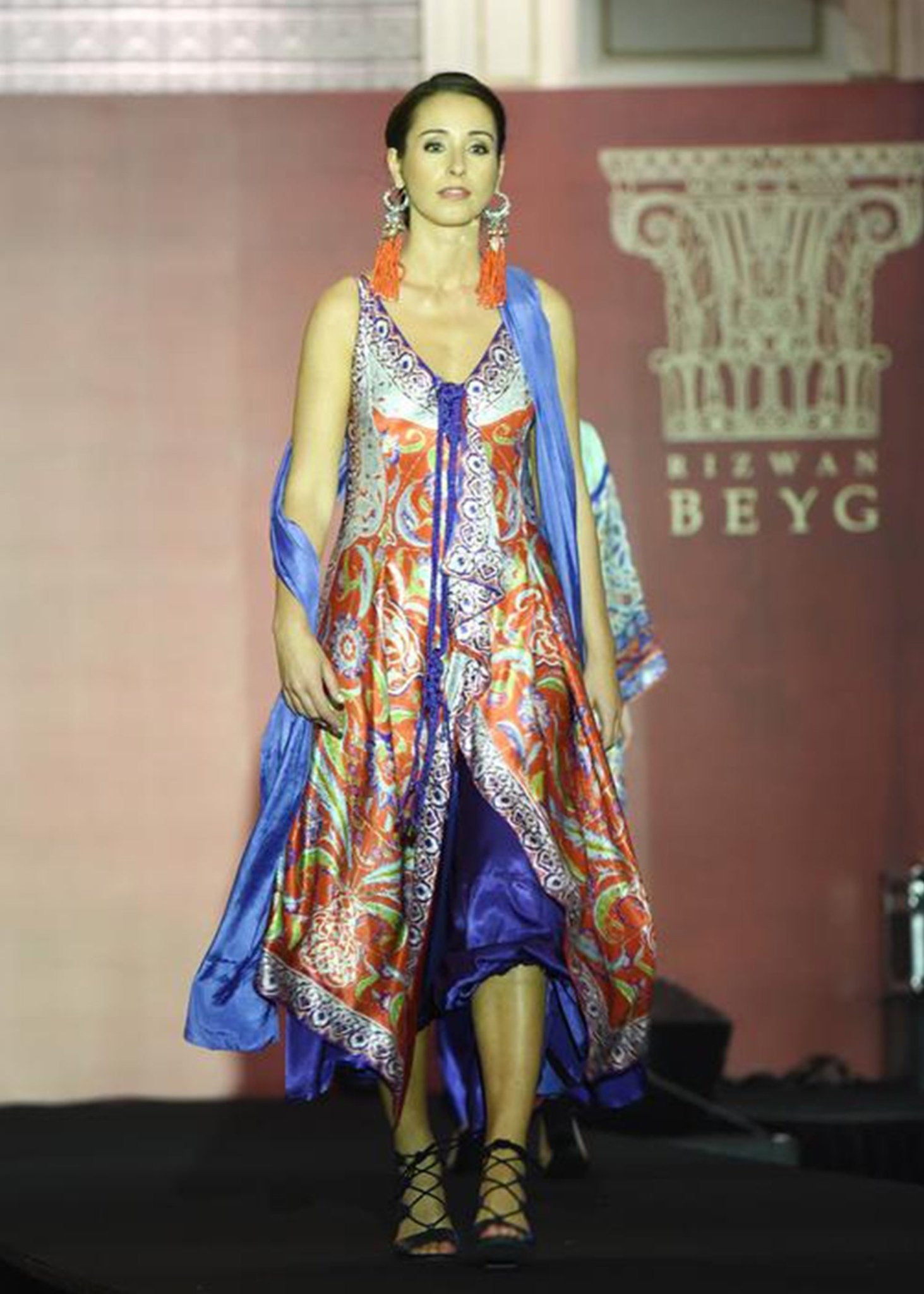 Multi Colour Asymmetrical Dress - Rizwan Beyg Design