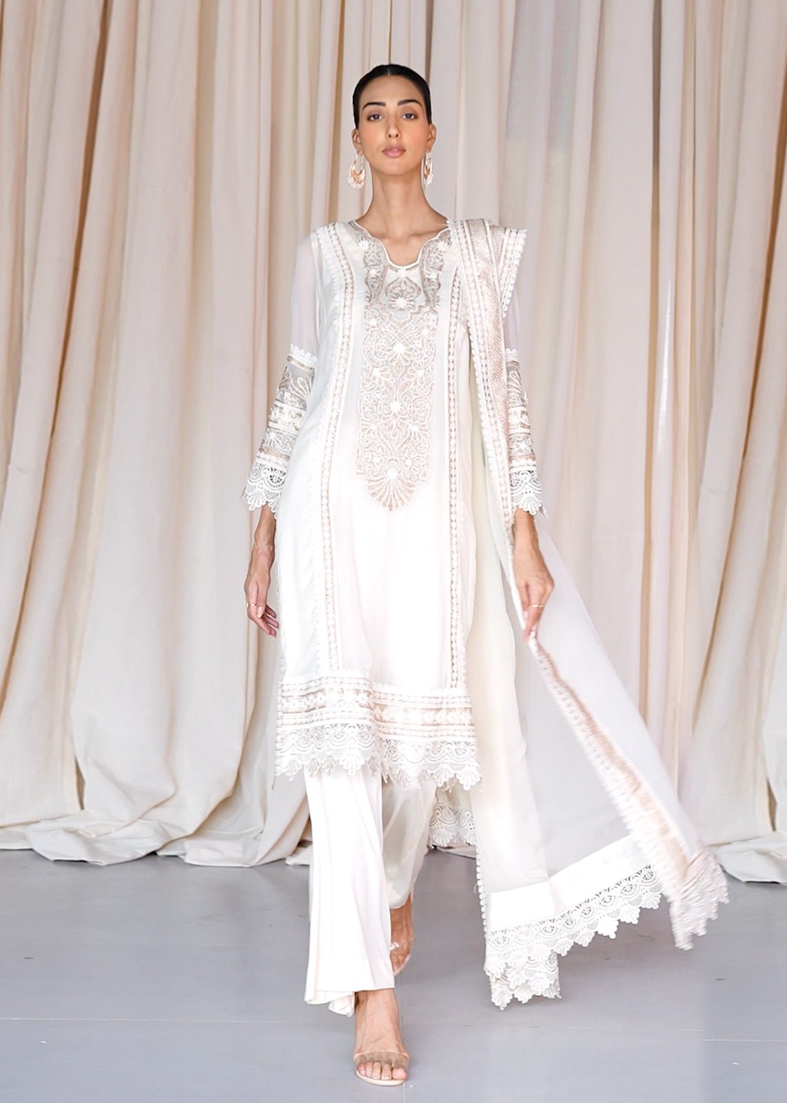 Naya White Shirt & Dupatta - Rizwan Beyg Design