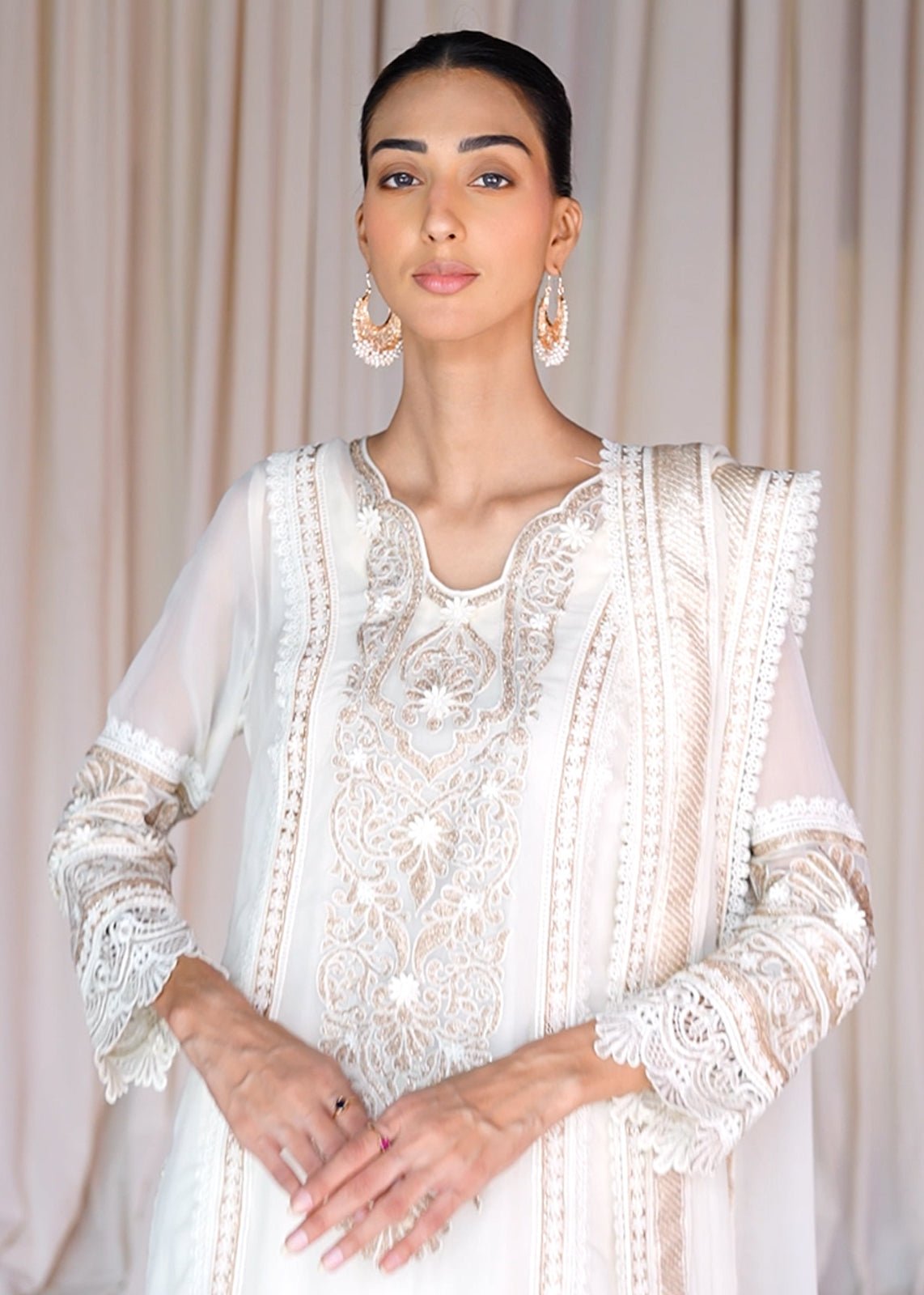 Naya White Shirt & Dupatta - Rizwan Beyg Design