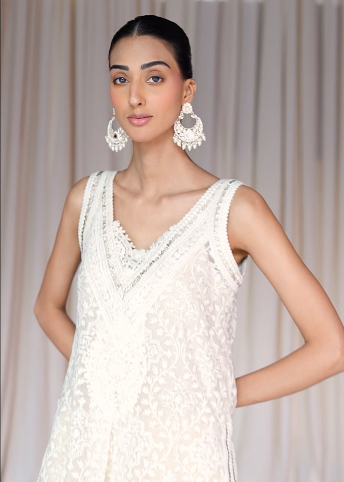 Niva Sleeveless Short Shirt - Rizwan Beyg Design