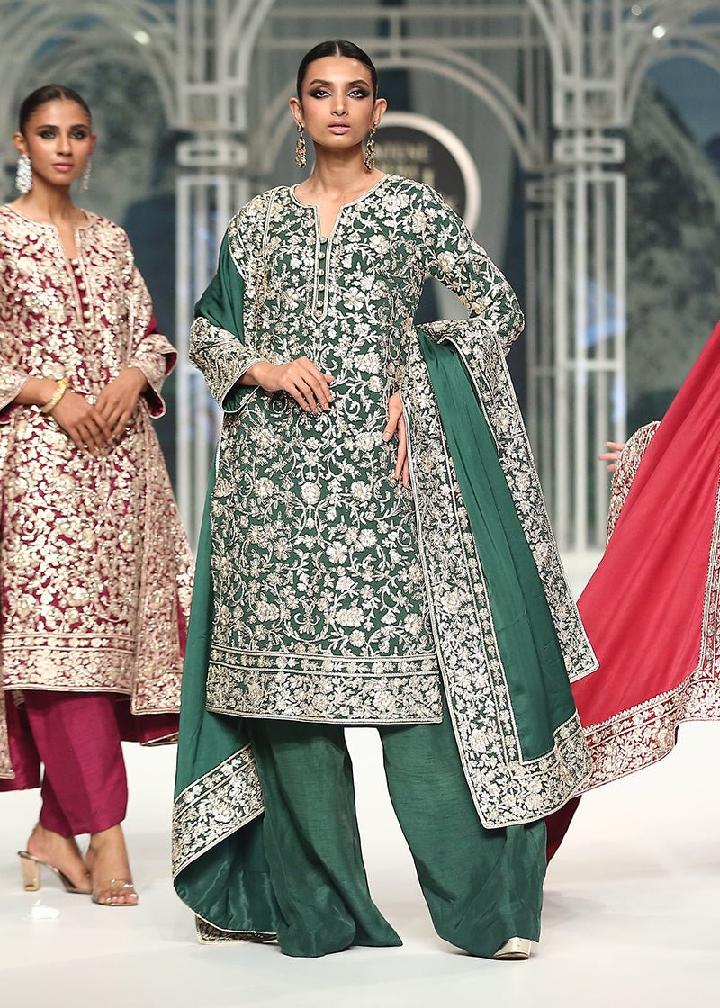 Pani Work kurta & Dupatta Green - Rizwan Beyg Design