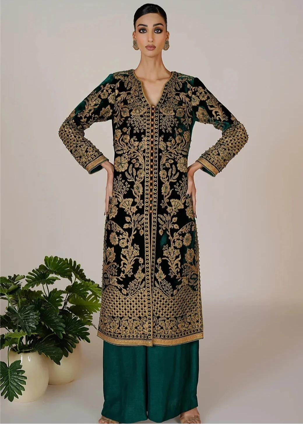 Rafael Green Coat - Rizwan Beyg Design