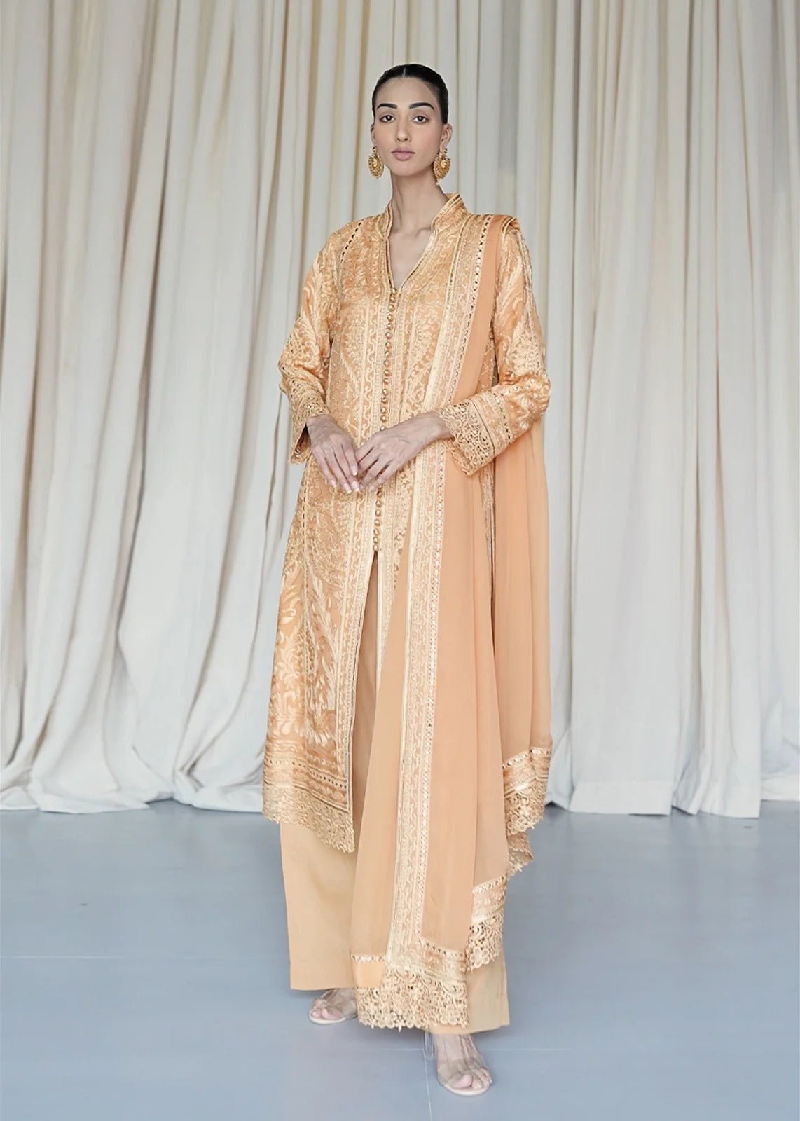 Rhea Rust Coat - Rizwan Beyg Design