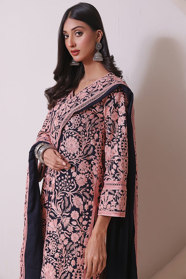 tunning pink dori embroidered kurta 