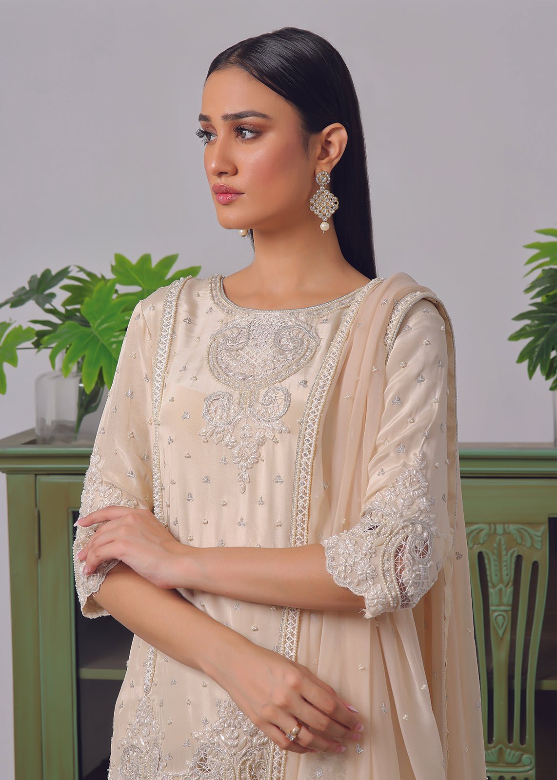 Ruhena Beige Short Kurti - Rizwan Beyg Design