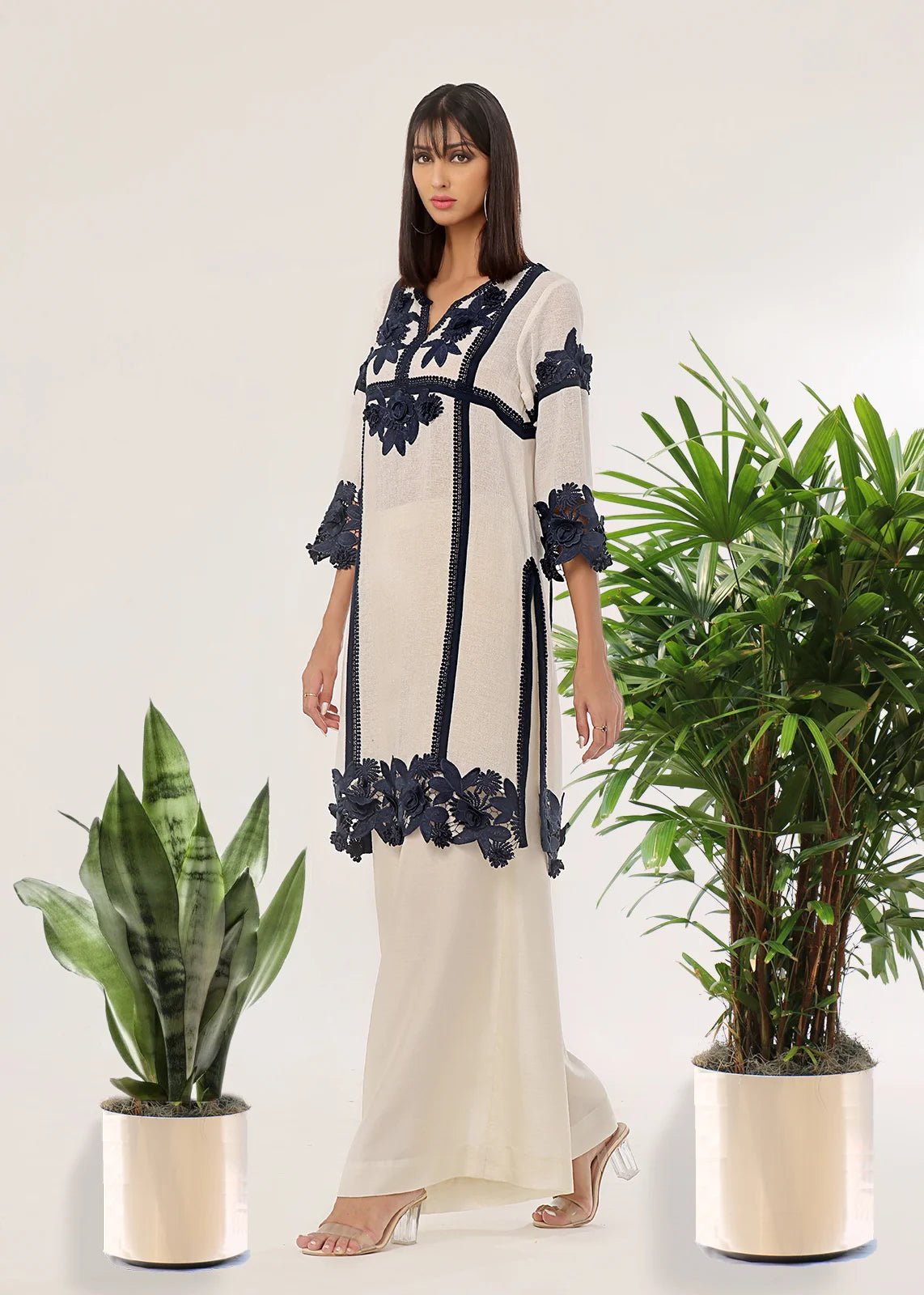 Runa Blue Long Shirt - Rizwan Beyg Design