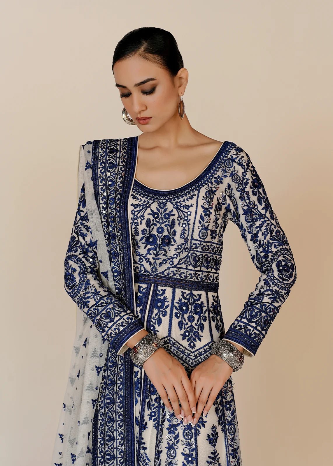 Saleena Blue Pishwas - Rizwan Beyg Design