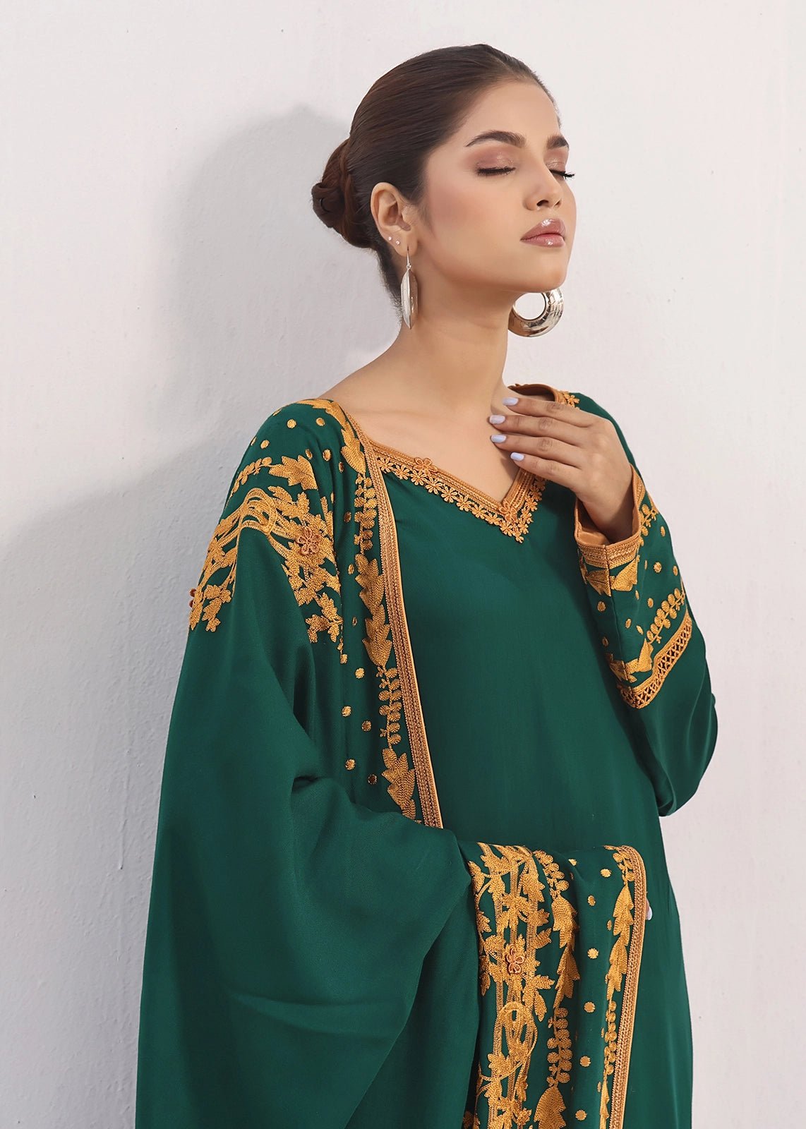 Shabeena Shirt & Shawl Green - Rizwan Beyg Design