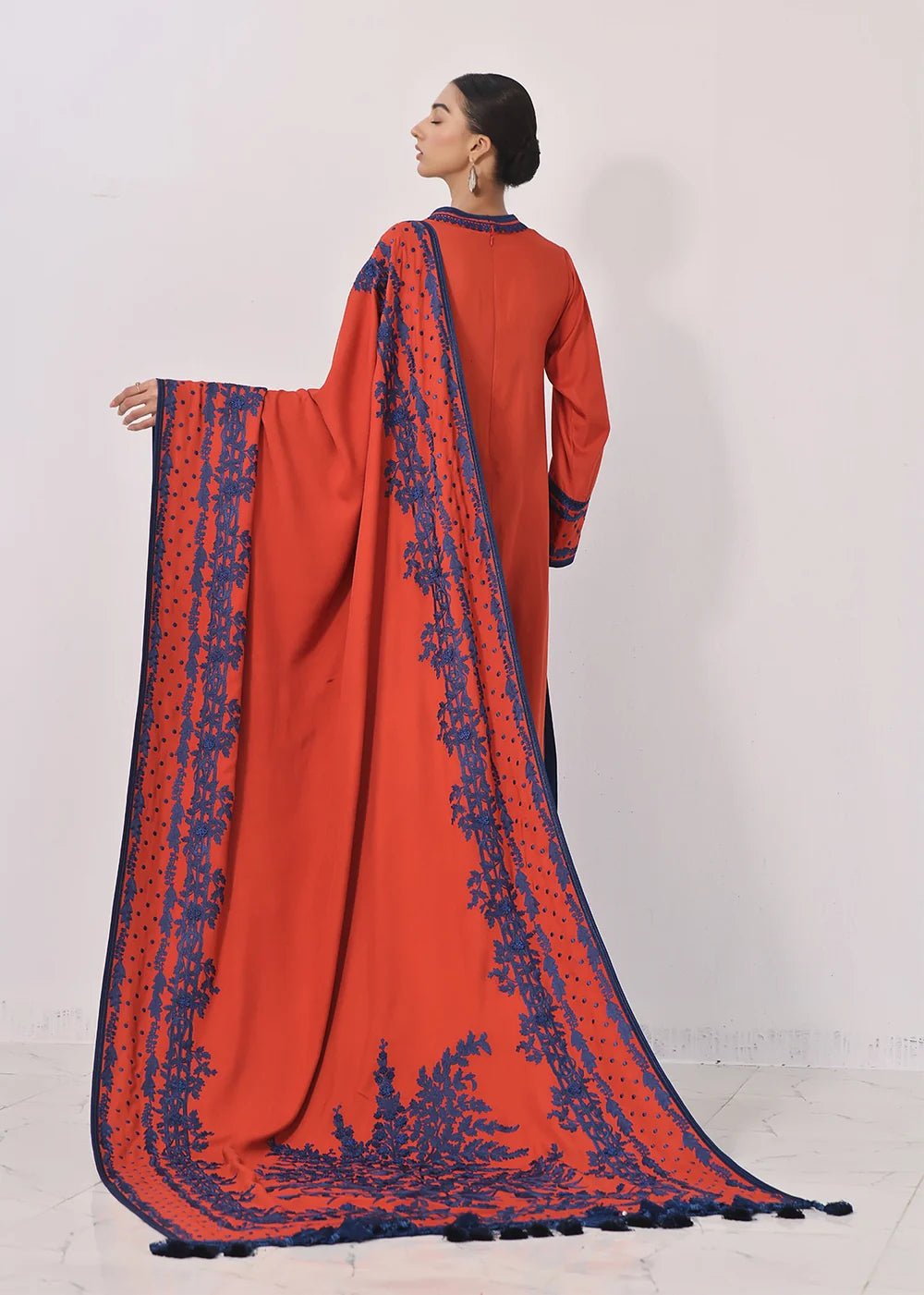 Shabeena Shirt & Shawl Orange - Rizwan Beyg Design