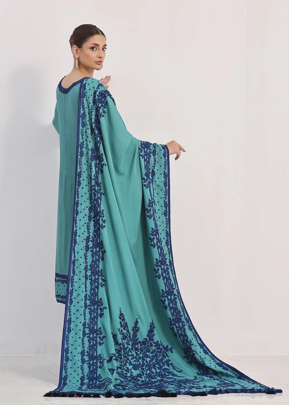 Shabeena Shirt & Shawl Teal - Rizwan Beyg Design