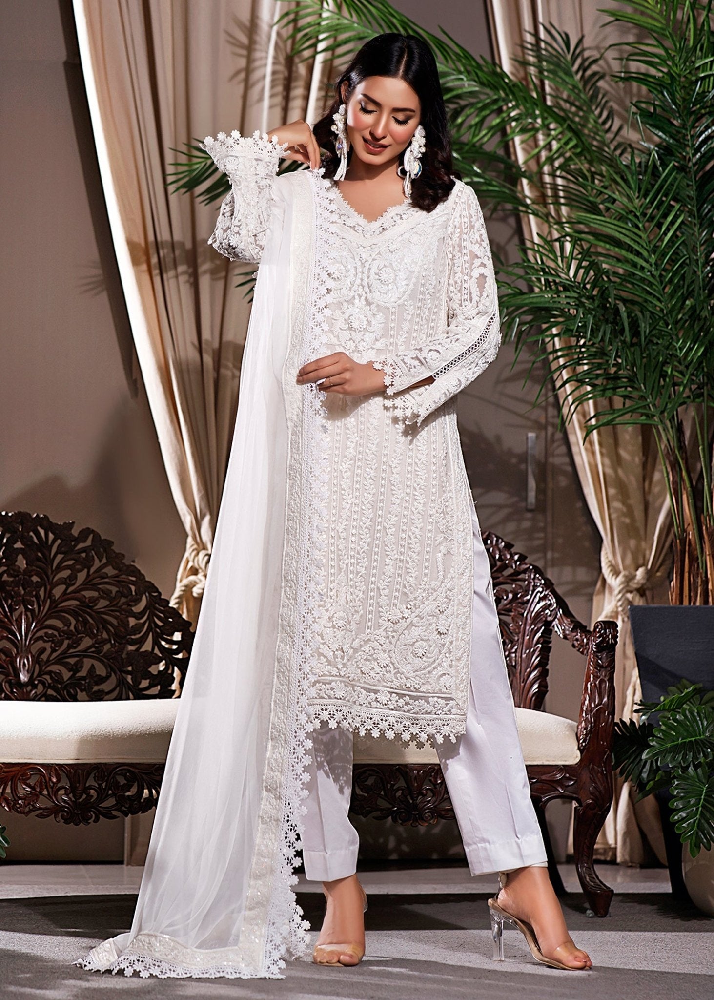 Shahama White kurta & dupatta - Rizwan Beyg Design