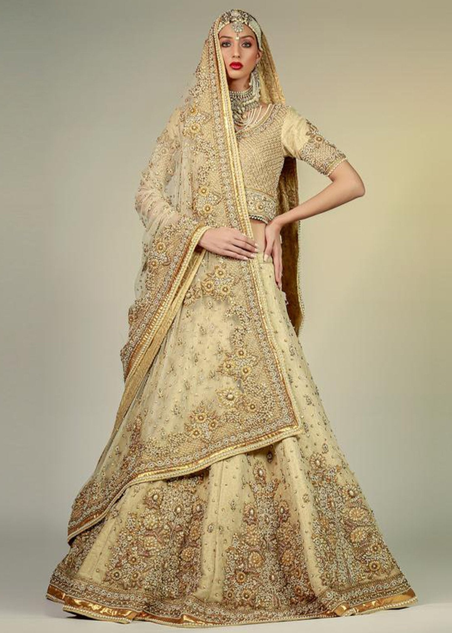 Signature Gold Lehenga Choli Bridal - Rizwan Beyg Design