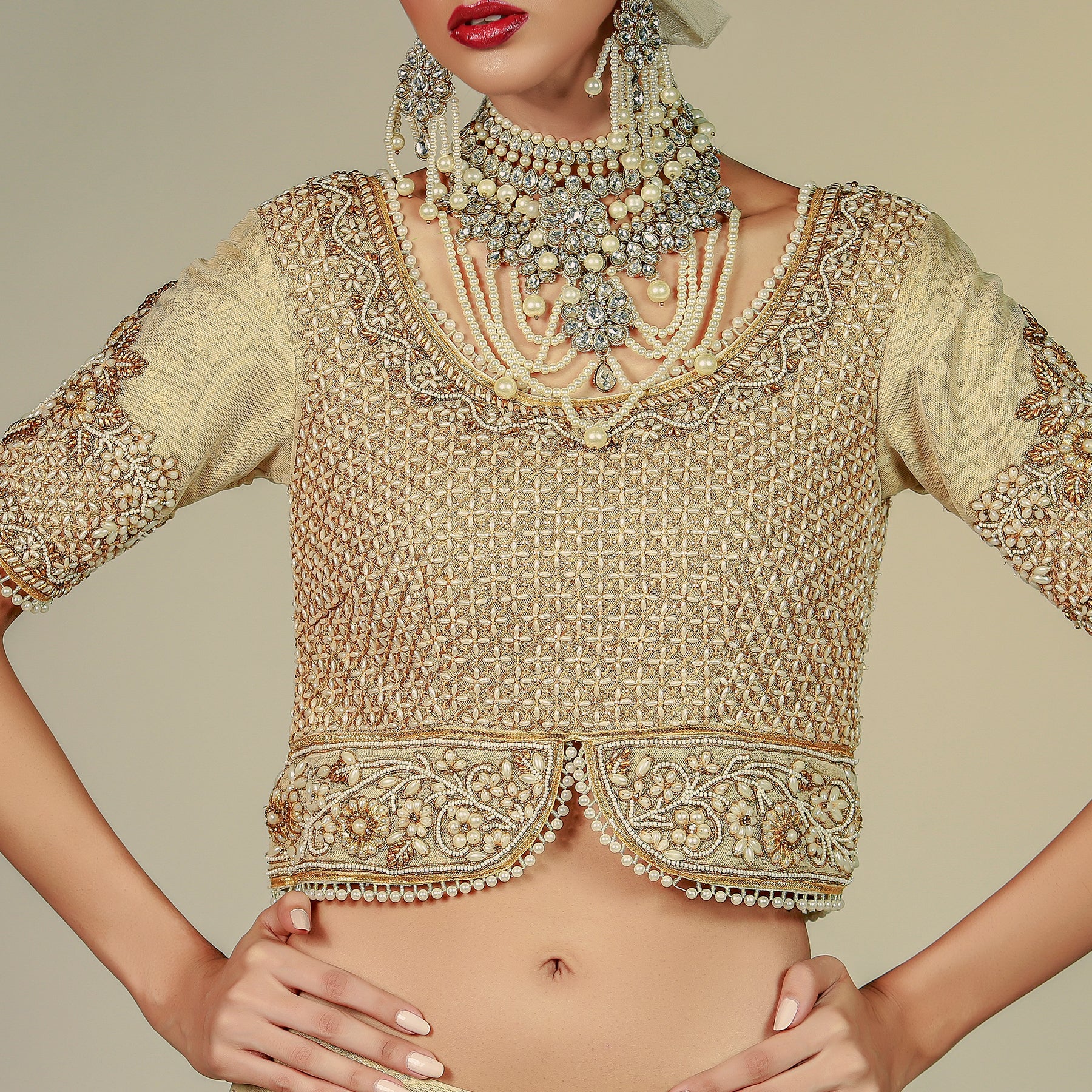 Signature Gold Lehenga Choli Bridal - Rizwan Beyg Design