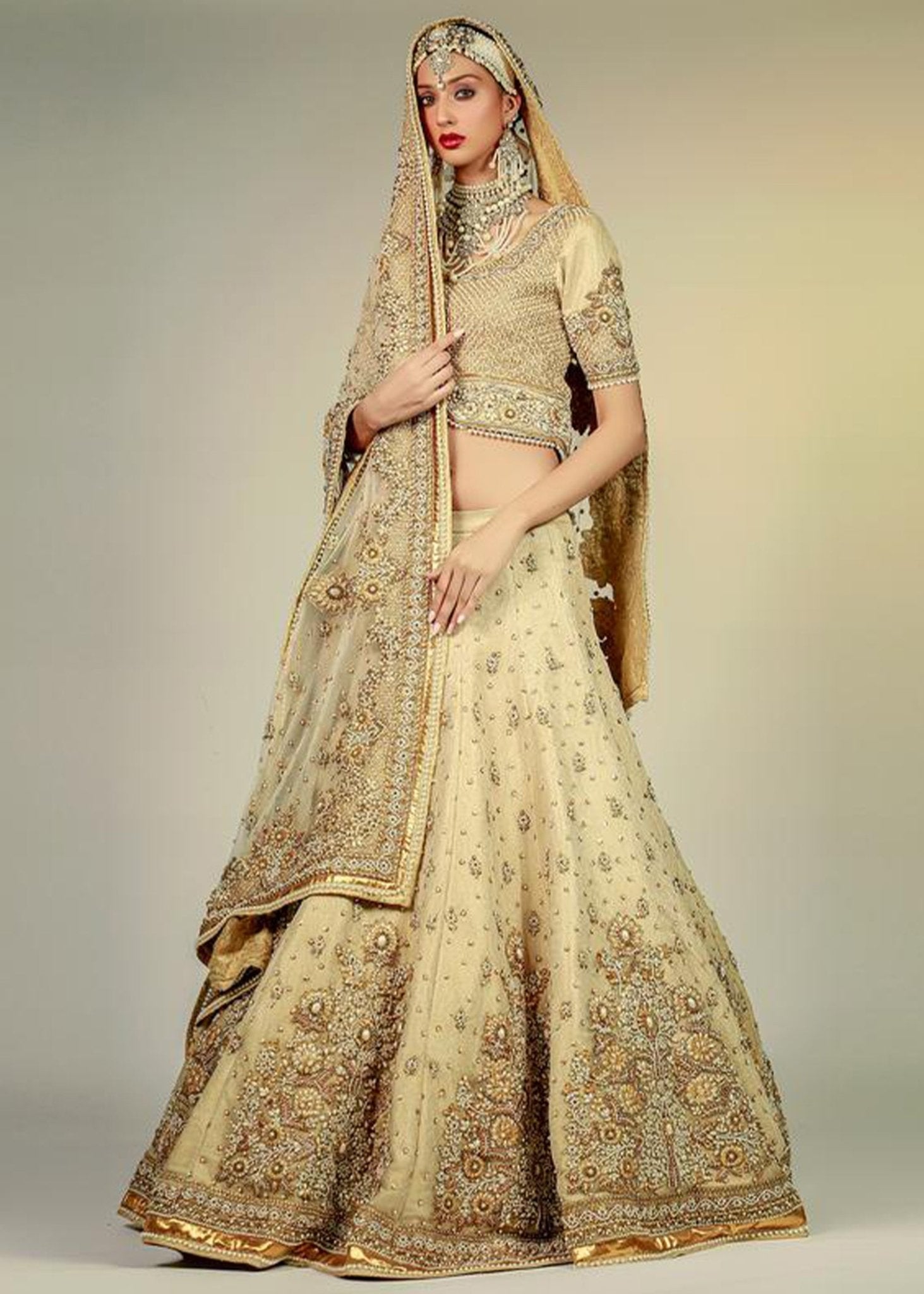 Signature Gold Lehenga Choli Bridal - Rizwan Beyg Design